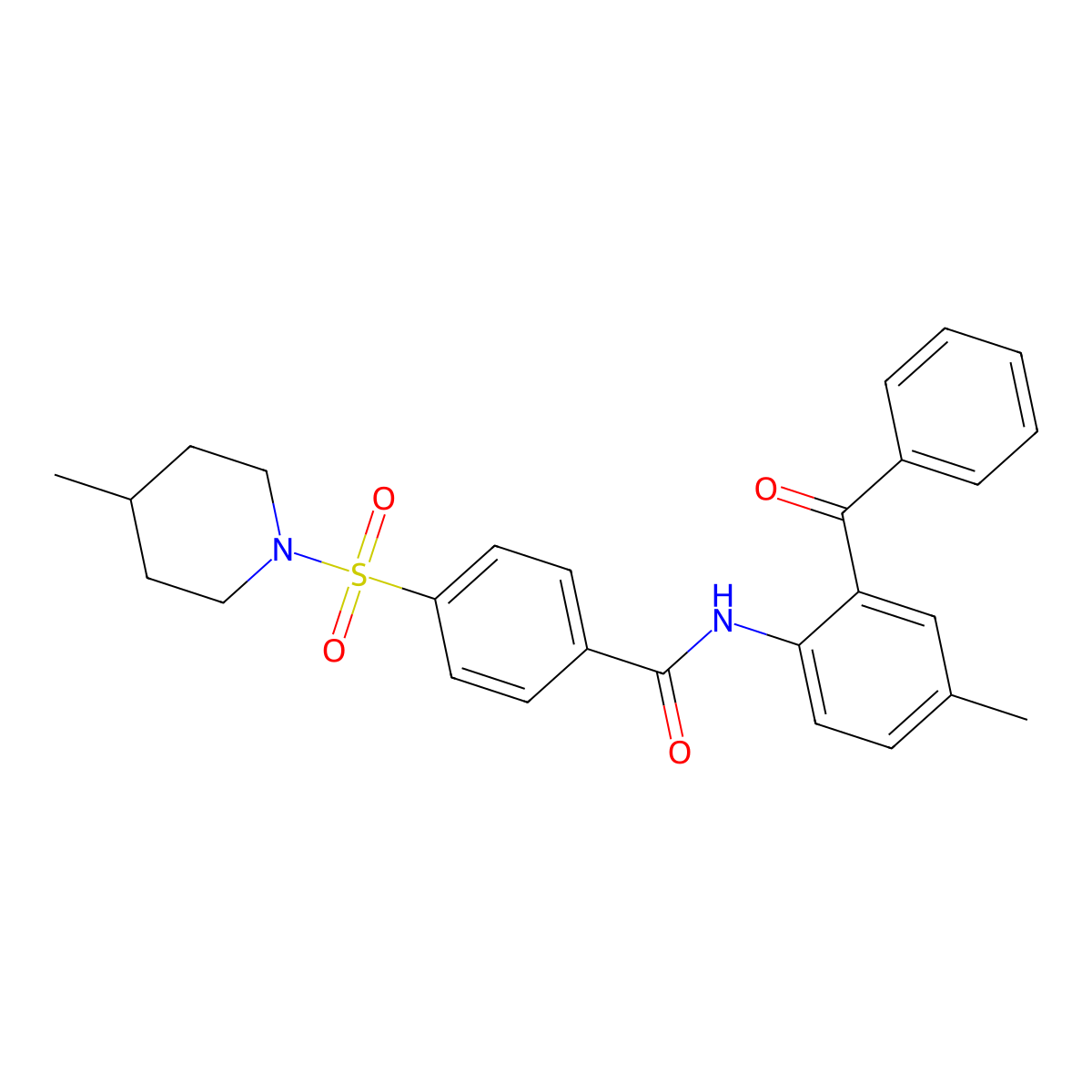 N-(2-benzoyl-4-methylphenyl)-4-[(4-methylpiperidin-1-yl)sulfonyl]benzamide molecular structure, CAS 683762-97-2