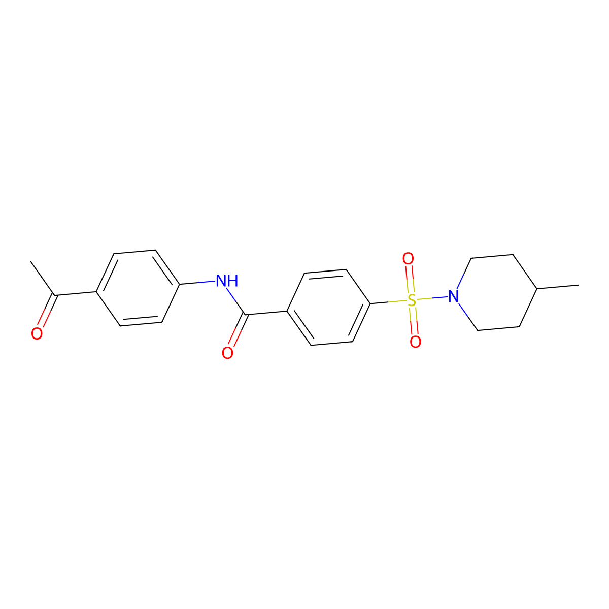 N-(4-acetylphenyl)-4-((4-methylpiperidin-1-yl)sulfonyl)benzamide molecular structure, CAS 683763-29-3