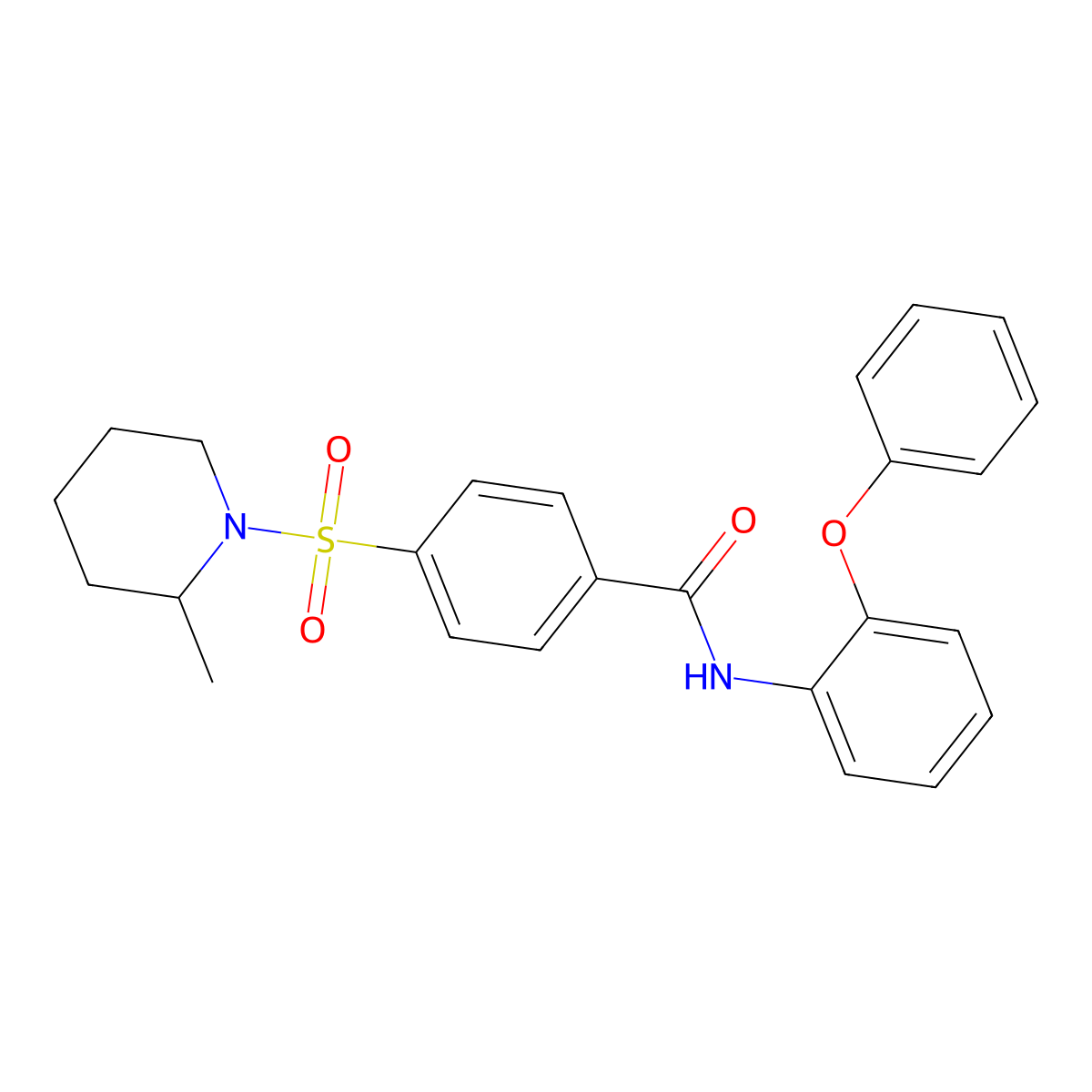 4-[(2-methylpiperidin-1-yl)sulfonyl]-N-(2-phenoxyphenyl)benzamide molecular structure, CAS 683763-47-5