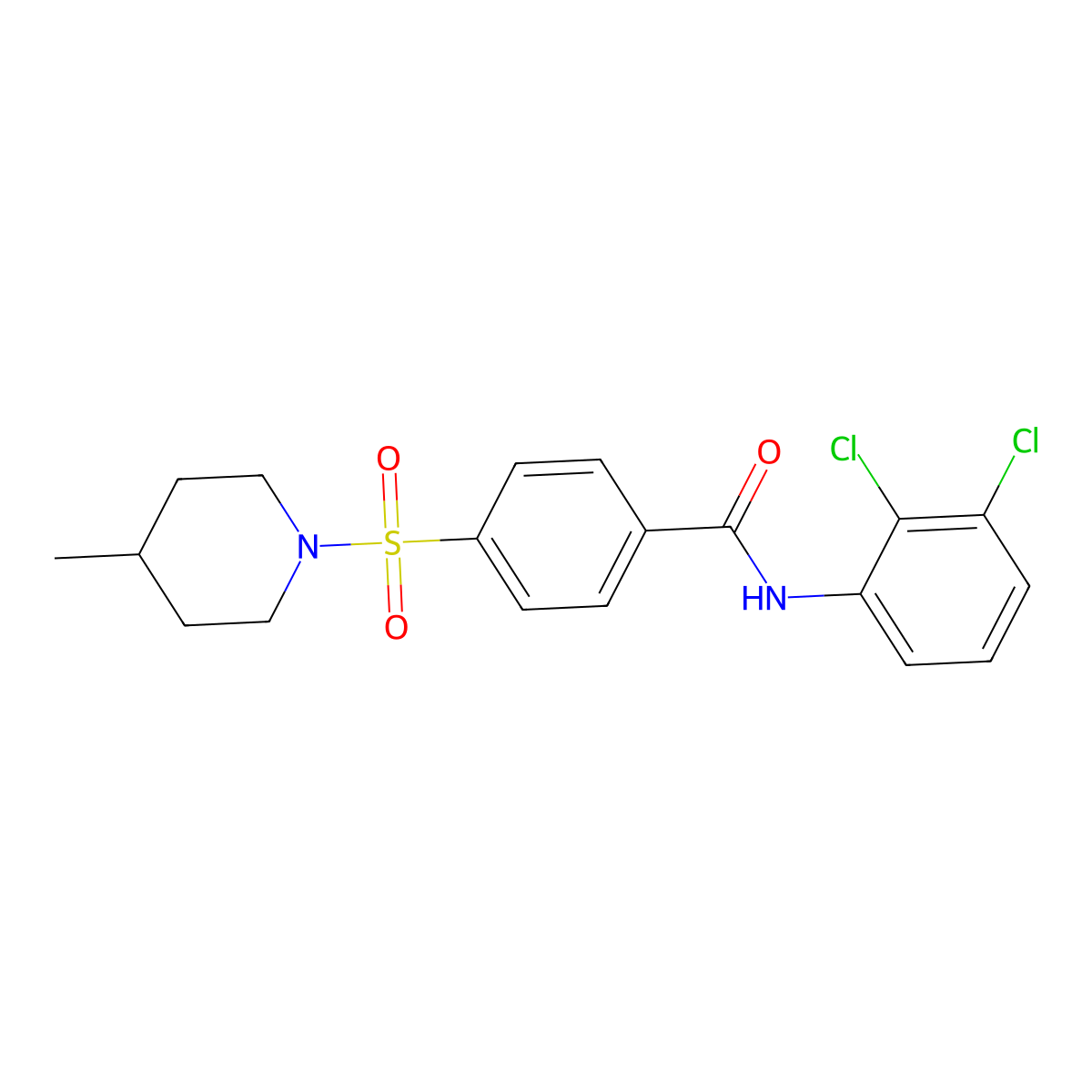 N-(2,3-dichlorophenyl)-4-[(4-methylpiperidin-1-yl)sulfonyl]benzamide molecular structure, CAS 683763-93-1