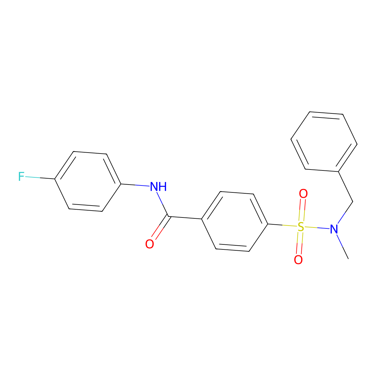 4-[benzyl(methyl)sulfamoyl]-N-(4-fluorophenyl)benzamide molecular structure, CAS 683764-96-7