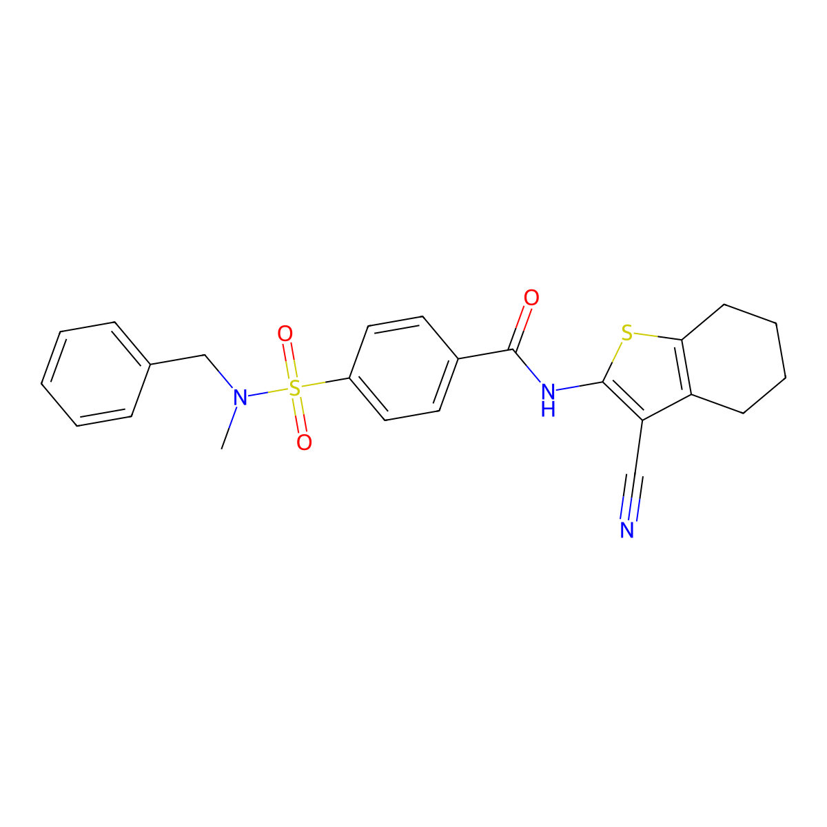 4-[benzyl(methyl)sulfamoyl]-N-(3-cyano-4,5,6,7-tetrahydro-1-benzothiophen-2-yl)benzamide molecular structure, CAS 683765-39-1
