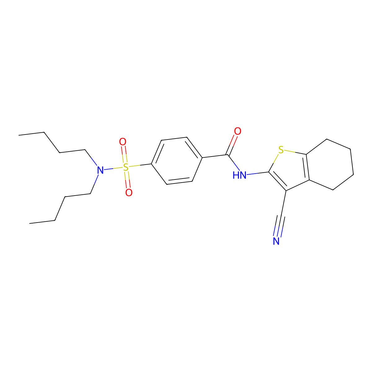 N-(3-cyano-4,5,6,7-tetrahydro-1-benzothiophen-2-yl)-4-(dibutylsulfamoyl)benzamide molecular structure, CAS 683765-40-4