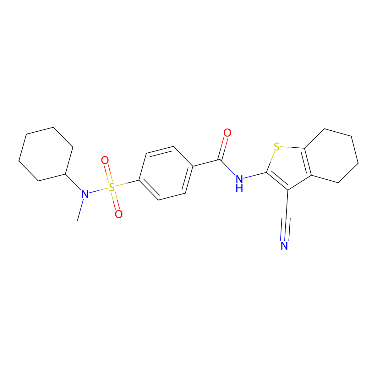 N-(3-cyano-4,5,6,7-tetrahydro-1-benzothiophen-2-yl)-4-[cyclohexyl(methyl)sulfamoyl]benzamide molecular structure, CAS 683765-43-7