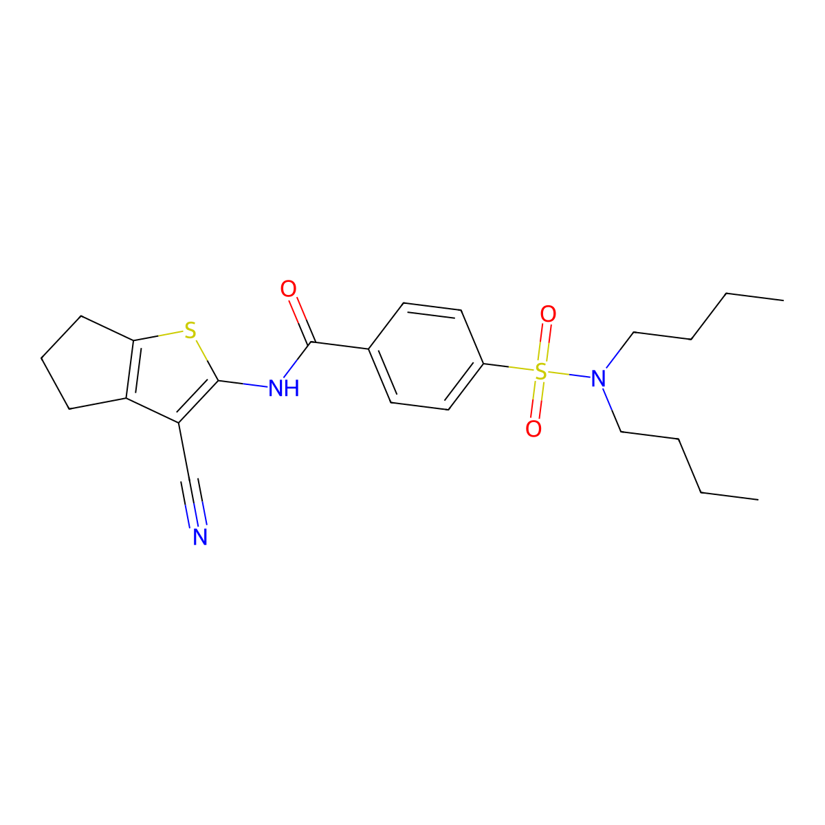 N-(3-cyano-5,6-dihydro-4H-cyclopenta[b]thiophen-2-yl)-4-(N,N-dibutylsulfamoyl)benzamide molecular structure, CAS 683765-63-1
