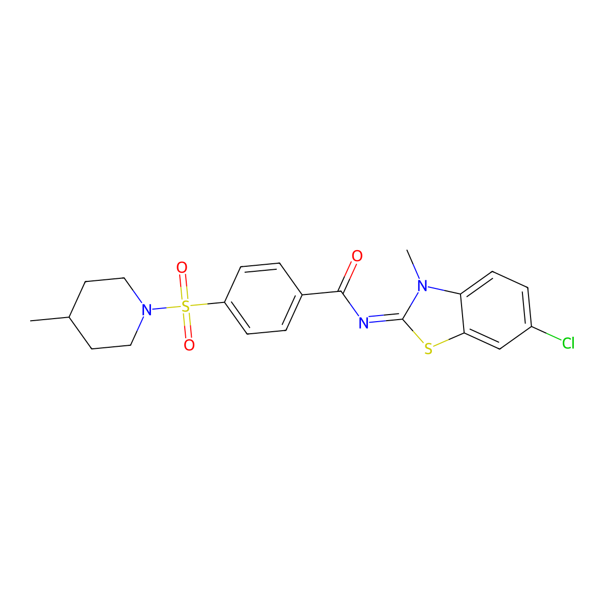 (E)-N-(6-chloro-3-methylbenzo[d]thiazol-2(3H)-ylidene)-4-((4-methylpiperidin-1-yl)sulfonyl)benzamide molecular structure, CAS 683767-06-8