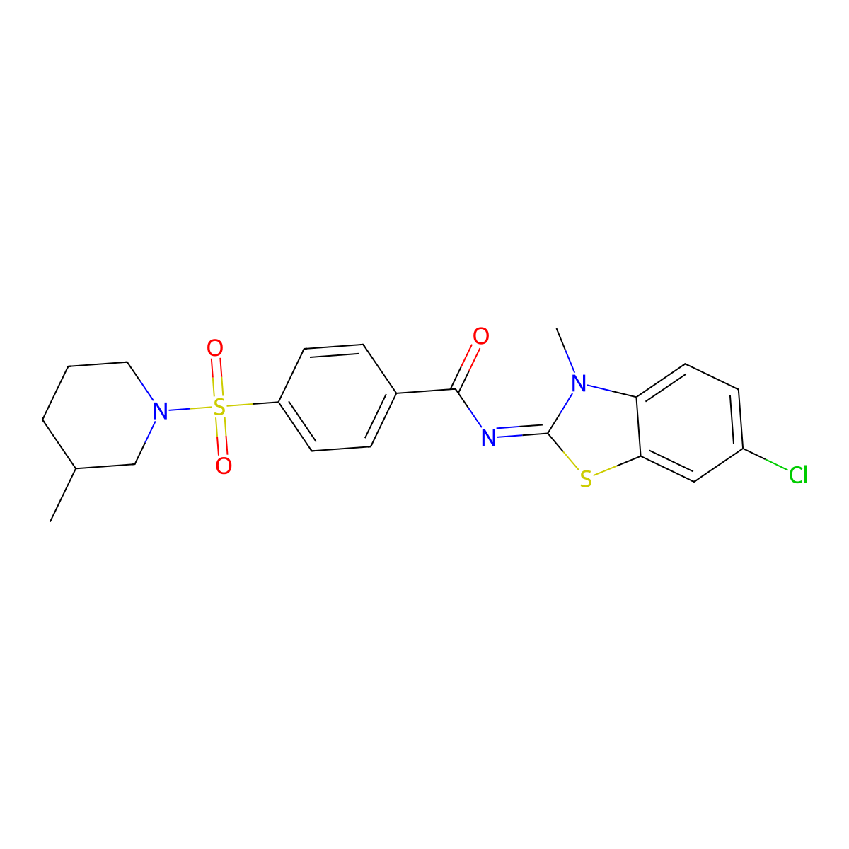 (E)-N-(6-chloro-3-methylbenzo[d]thiazol-2(3H)-ylidene)-4-((3-methylpiperidin-1-yl)sulfonyl)benzamide molecular structure, CAS 683767-07-9