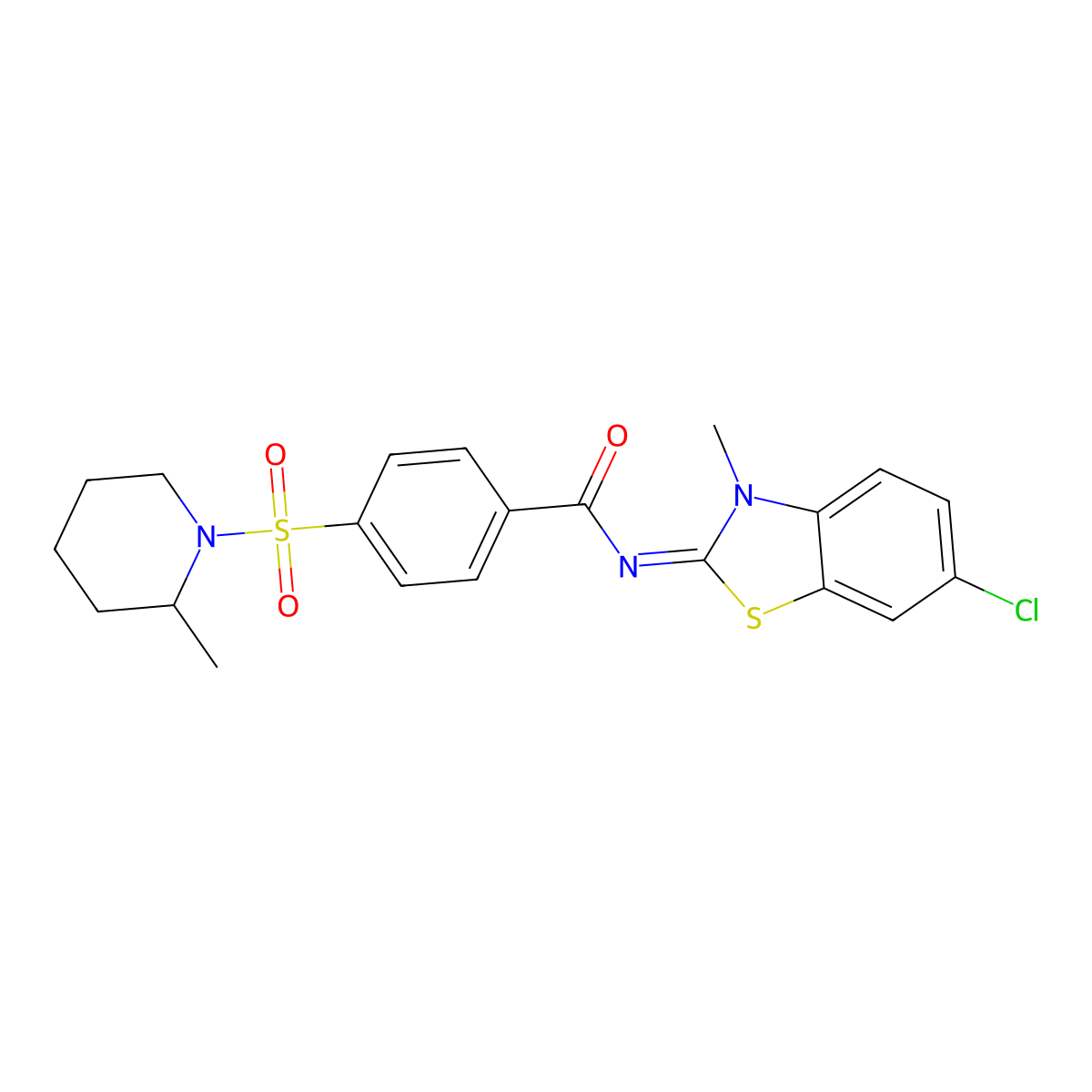 (E)-N-(6-chloro-3-methylbenzo[d]thiazol-2(3H)-ylidene)-4-((2-methylpiperidin-1-yl)sulfonyl)benzamide molecular structure, CAS 683767-08-0