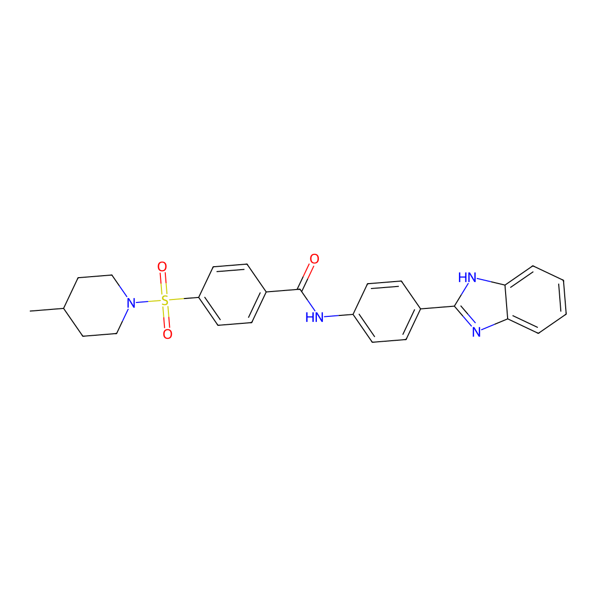 N-[4-(1H-benzimidazol-2-yl)phenyl]-4-(4-methylpiperidin-1-yl)sulfonylbenzamide molecular structure, CAS 683767-38-6