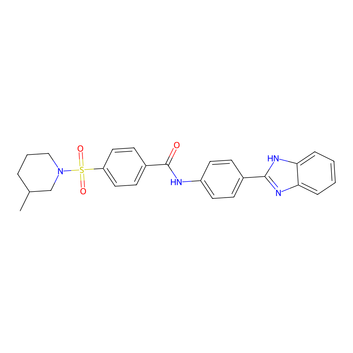 N-(4-(1H-benzo[d]imidazol-2-yl)phenyl)-4-((3-methylpiperidin-1-yl)sulfonyl)benzamide molecular structure, CAS 683767-39-7