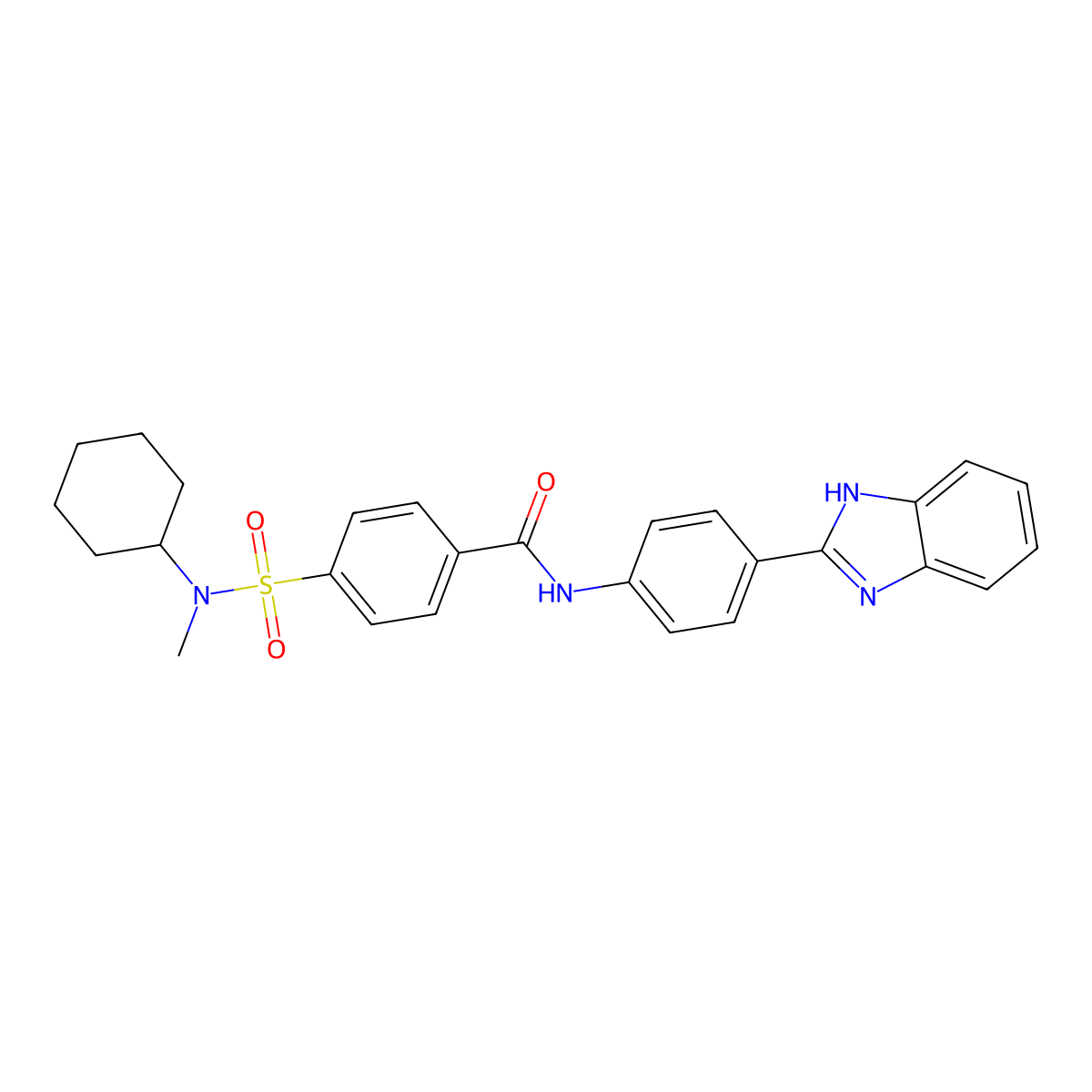 N-[4-(1H-benzimidazol-2-yl)phenyl]-4-[cyclohexyl(methyl)sulfamoyl]benzamide molecular structure, CAS 683767-45-5