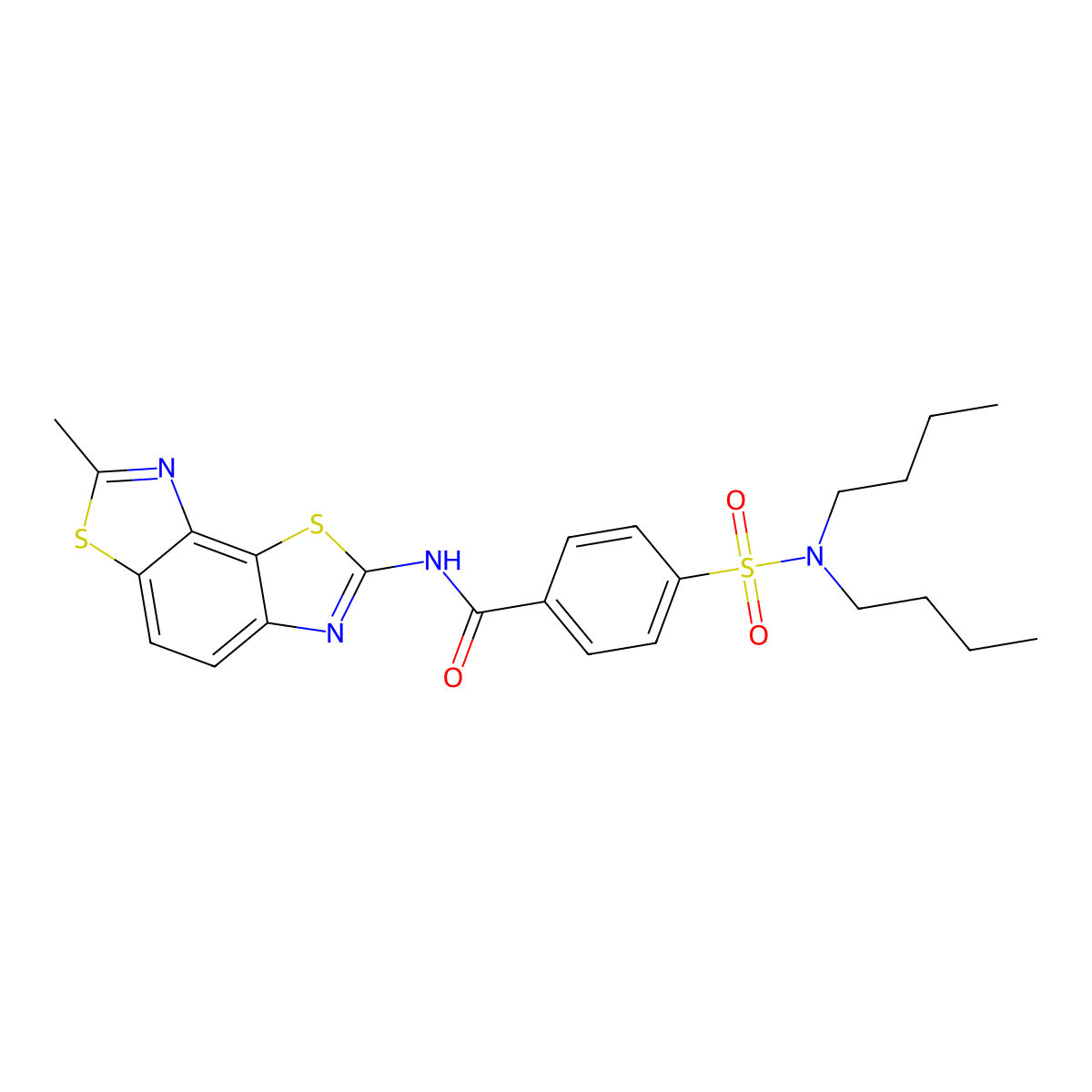 4-(dibutylsulfamoyl)-N-(7-methyl-[1,3]thiazolo[5,4-e][1,3]benzothiazol-2-yl)benzamide molecular structure, CAS 683767-65-9