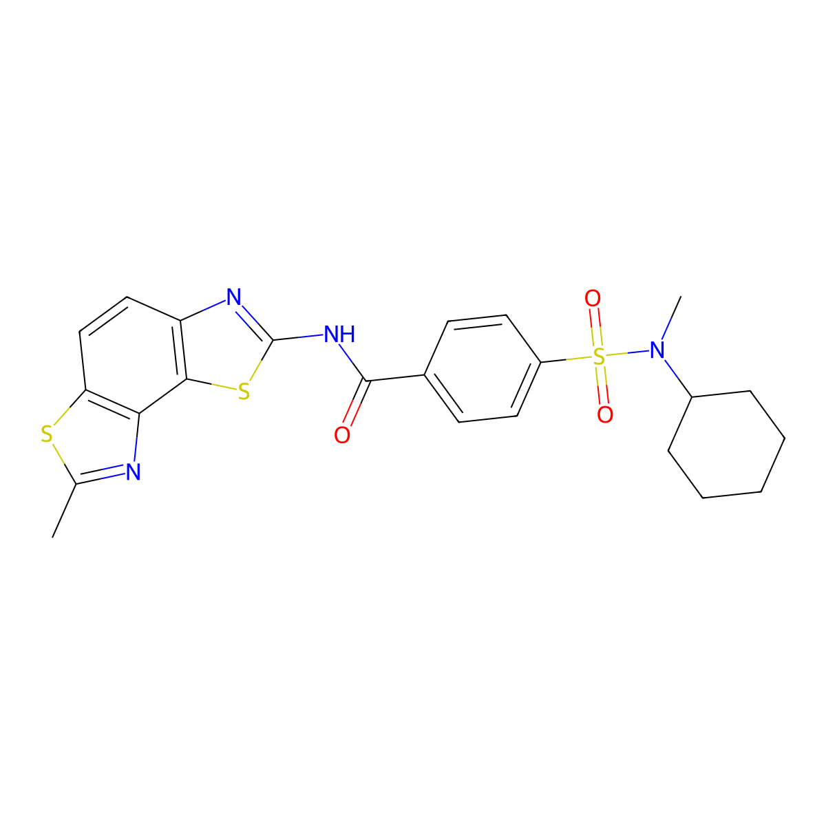 4-[cyclohexyl(methyl)sulfamoyl]-N-(7-methyl-[1,3]thiazolo[5,4-e][1,3]benzothiazol-2-yl)benzamide molecular structure, CAS 683767-67-1