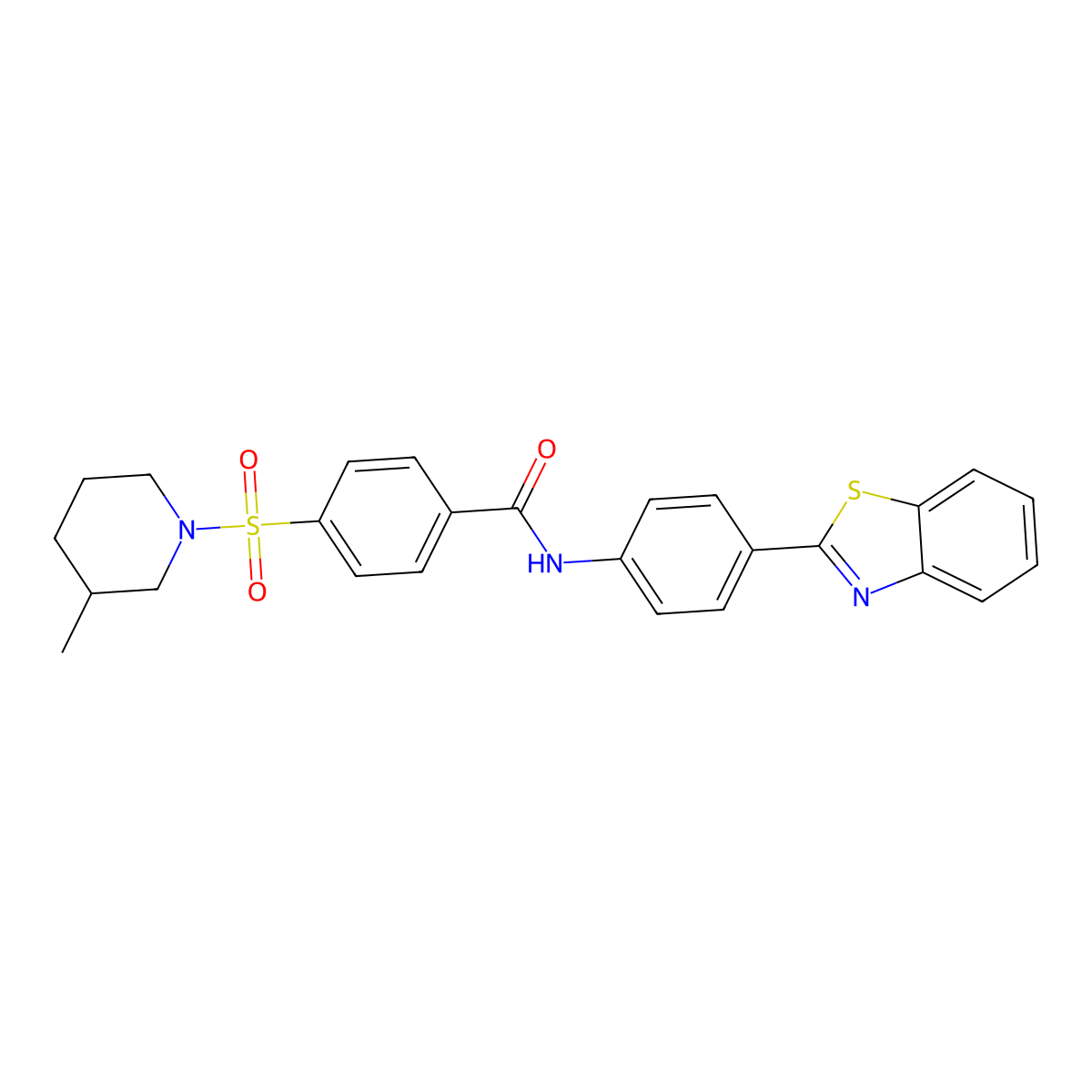 N-[4-(1,3-benzothiazol-2-yl)phenyl]-4-[(3-methylpiperidin-1-yl)sulfonyl]benzamide molecular structure, CAS 683767-93-3