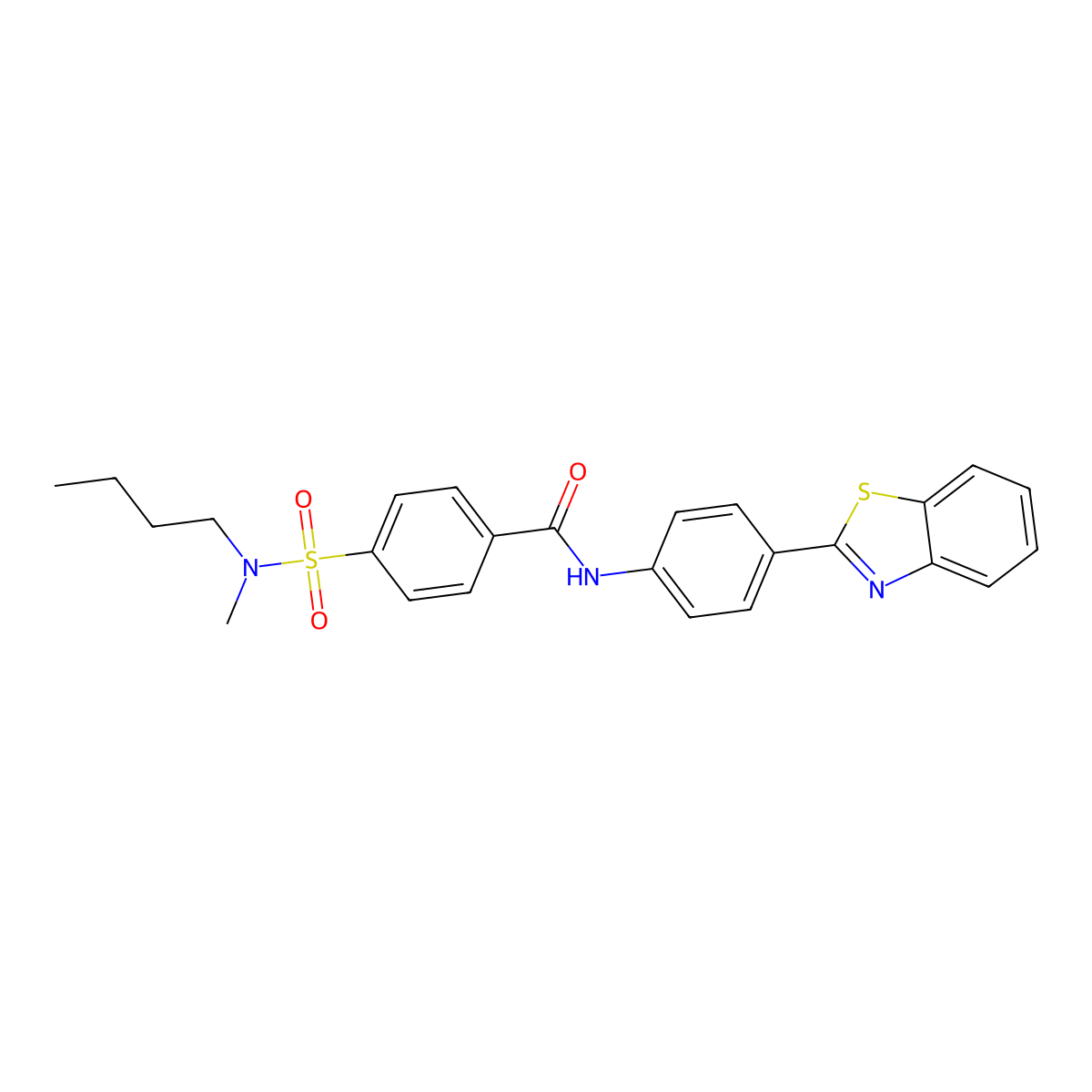 N-(4-(benzo[d]thiazol-2-yl)phenyl)-4-(N-butyl-N-methylsulfamoyl)benzamide molecular structure, CAS 683767-97-7