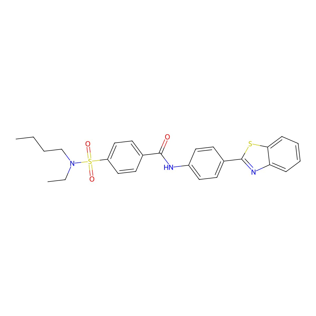 N-(4-(benzo[d]thiazol-2-yl)phenyl)-4-(N-butyl-N-ethylsulfamoyl)benzamide molecular structure, CAS 683767-98-8