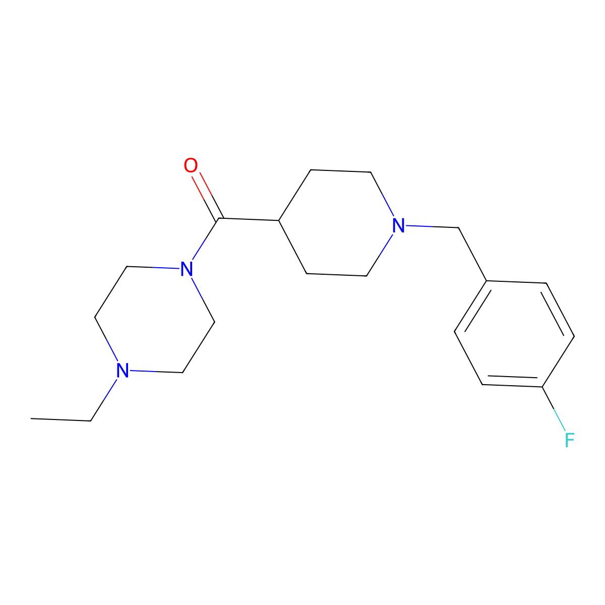 (4-Ethylpiperazin-1-yl)-[1-[(4-fluorophenyl)methyl]piperidin-4-yl]methanone molecular structure, CAS 683769-35-9