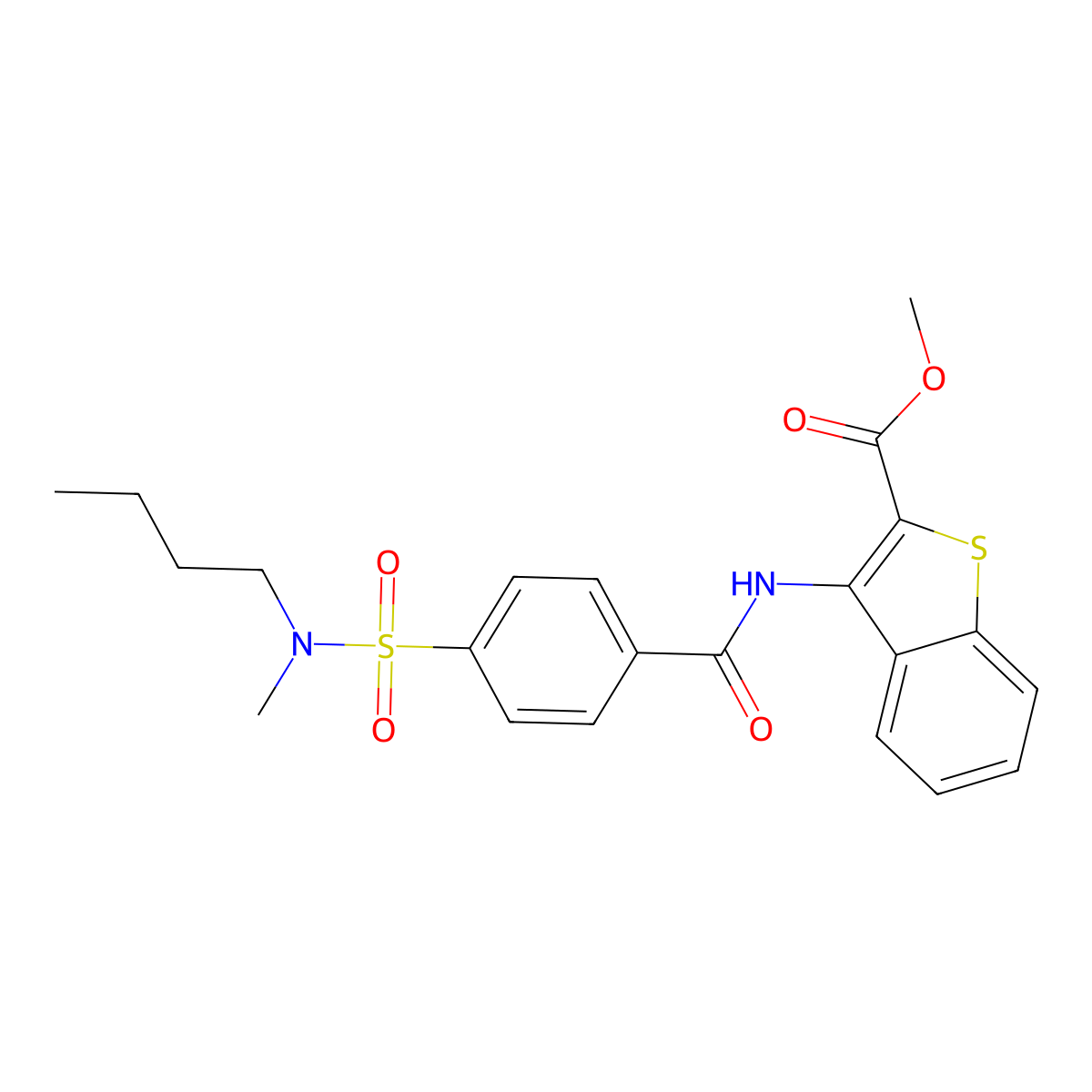 methyl 3-(4-(N-butyl-N-methylsulfamoyl)benzamido)benzo[b]thiophene-2-carboxylate molecular structure, CAS 683769-98-4