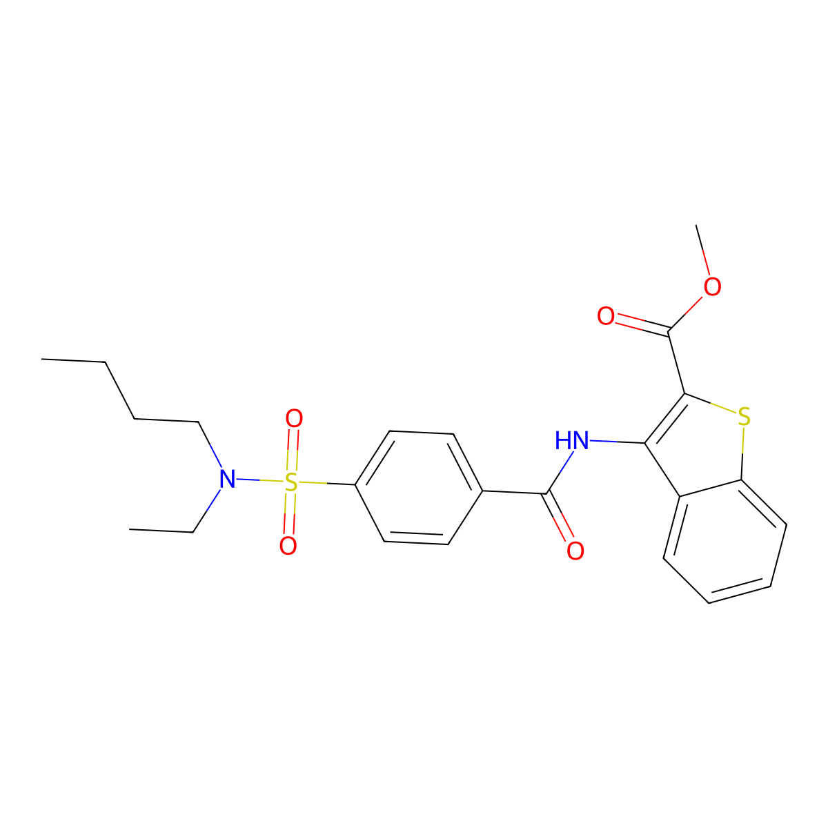methyl 3-(4-(N-butyl-N-ethylsulfamoyl)benzamido)benzo[b]thiophene-2-carboxylate molecular structure, CAS 683769-99-5