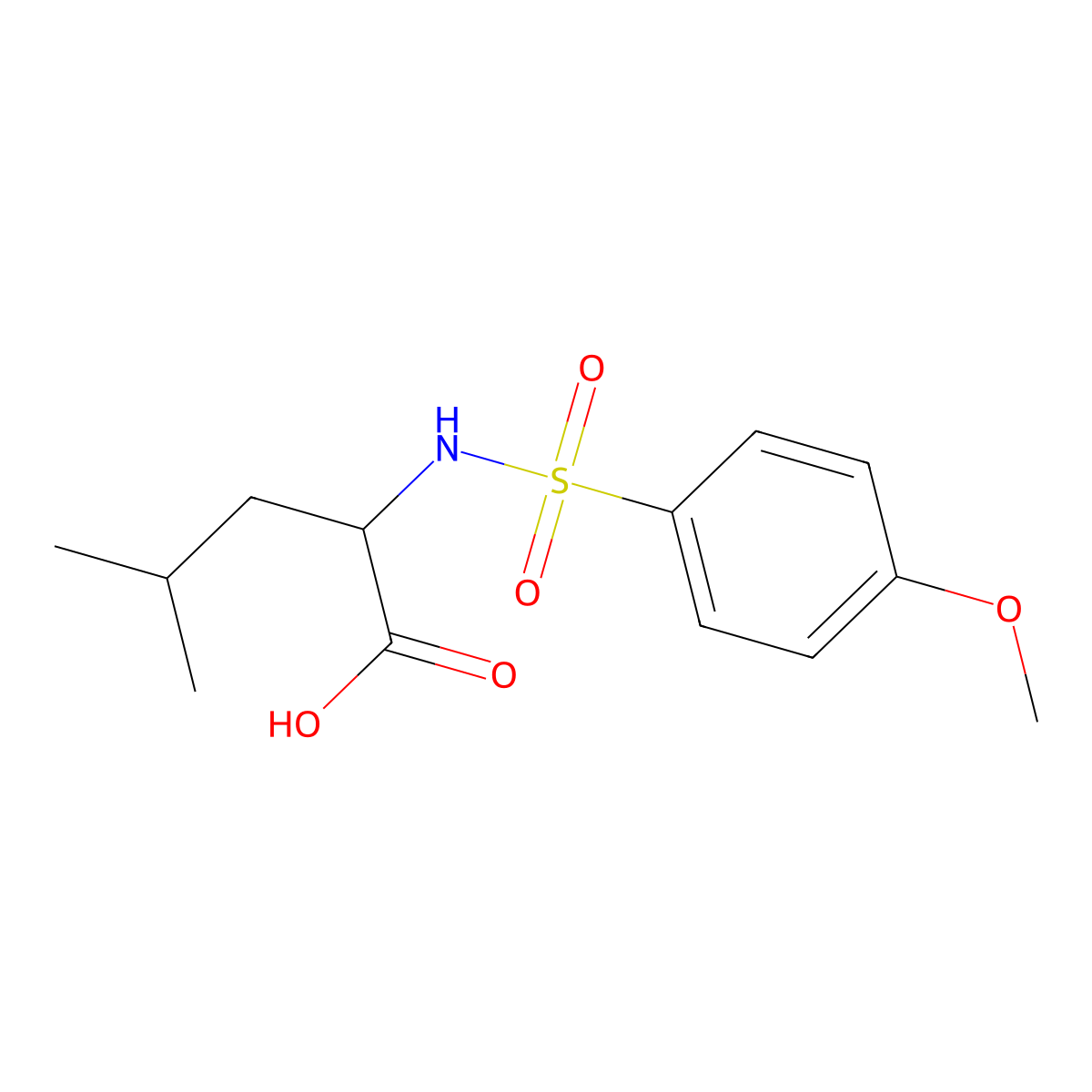 2-{[(4-Methoxyphenyl)sulfonyl]amino}-4-methylpentanoic acid molecular structure, CAS 68377-65-1