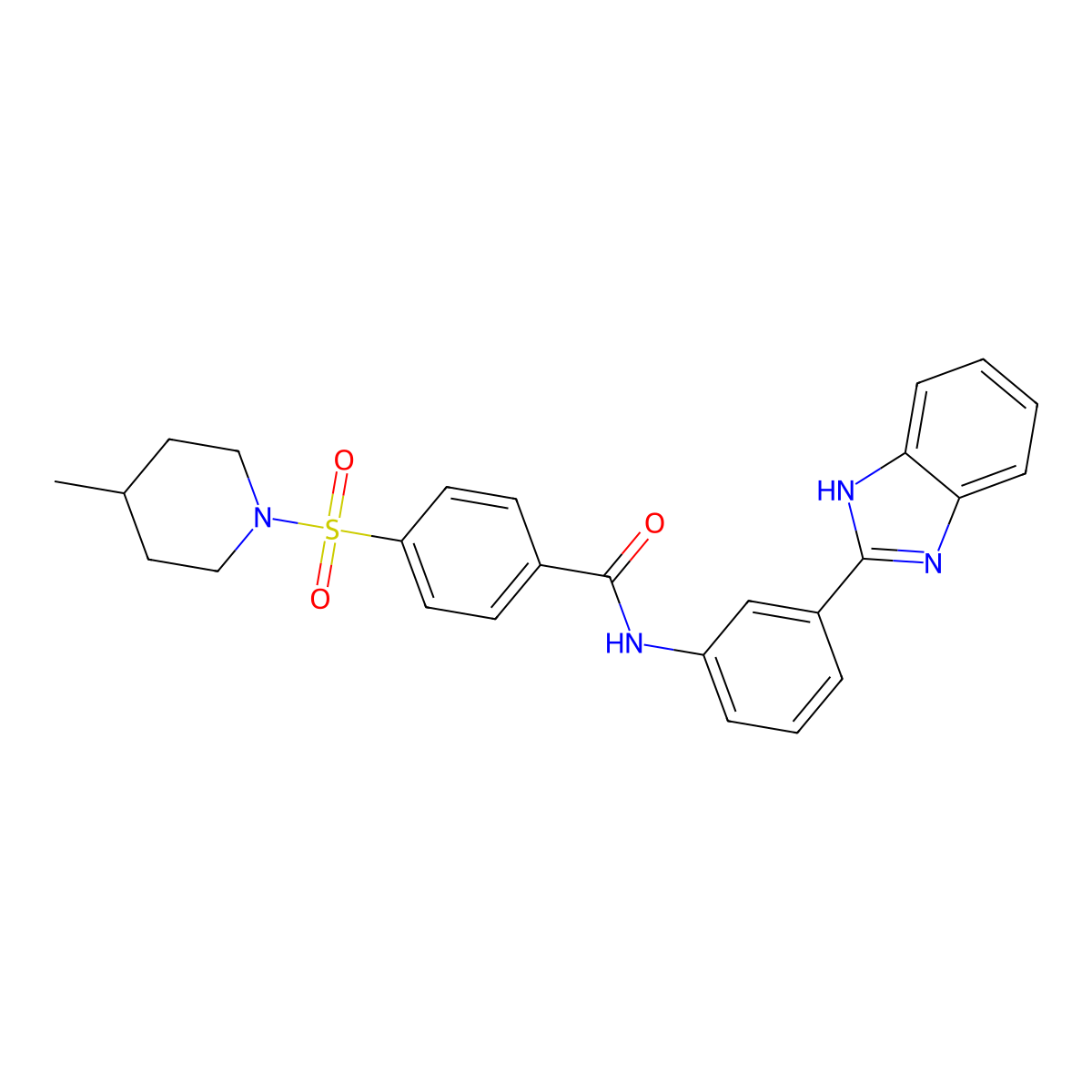 N-(3-(1H-benzo[d]imidazol-2-yl)phenyl)-4-((4-methylpiperidin-1-yl)sulfonyl)benzamide molecular structure, CAS 683770-01-6