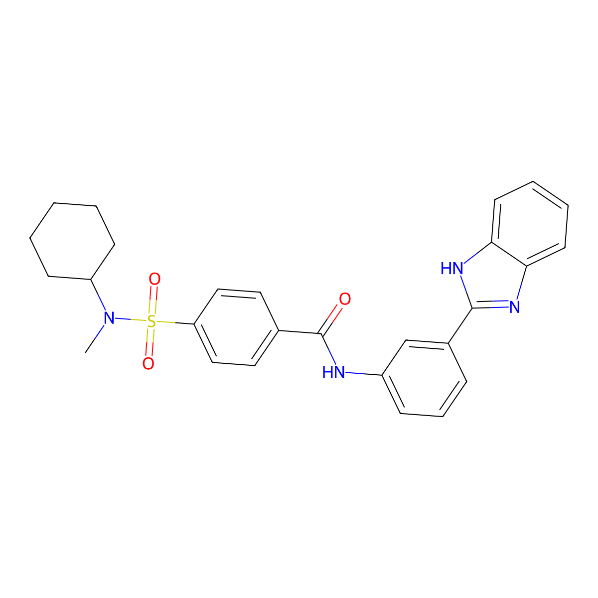 N-[3-(1H-benzimidazol-2-yl)phenyl]-4-[cyclohexyl(methyl)sulfamoyl]benzamide molecular structure, CAS 683770-08-3