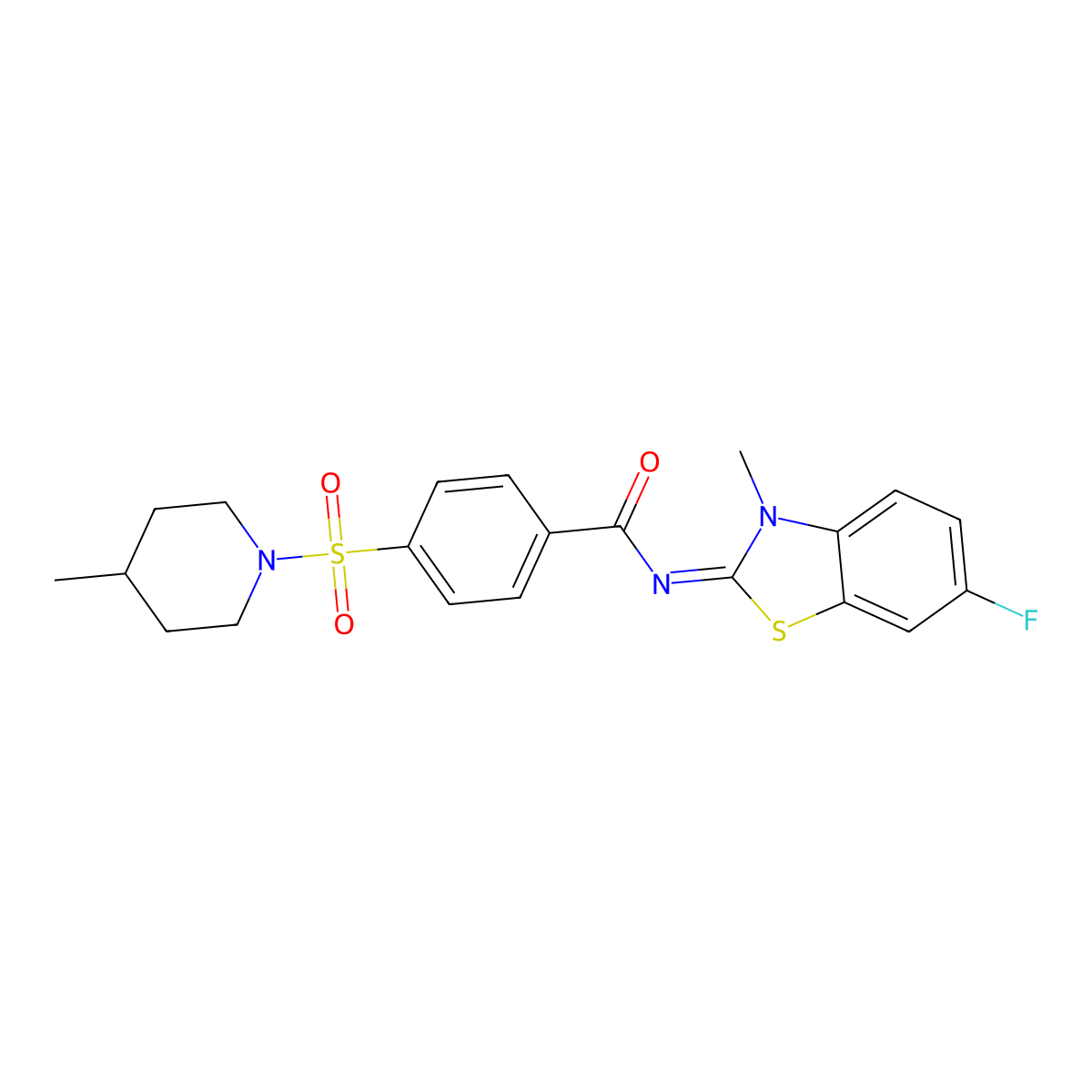 (E)-N-(6-fluoro-3-methylbenzo[d]thiazol-2(3H)-ylidene)-4-((4-methylpiperidin-1-yl)sulfonyl)benzamide molecular structure, CAS 683770-34-5