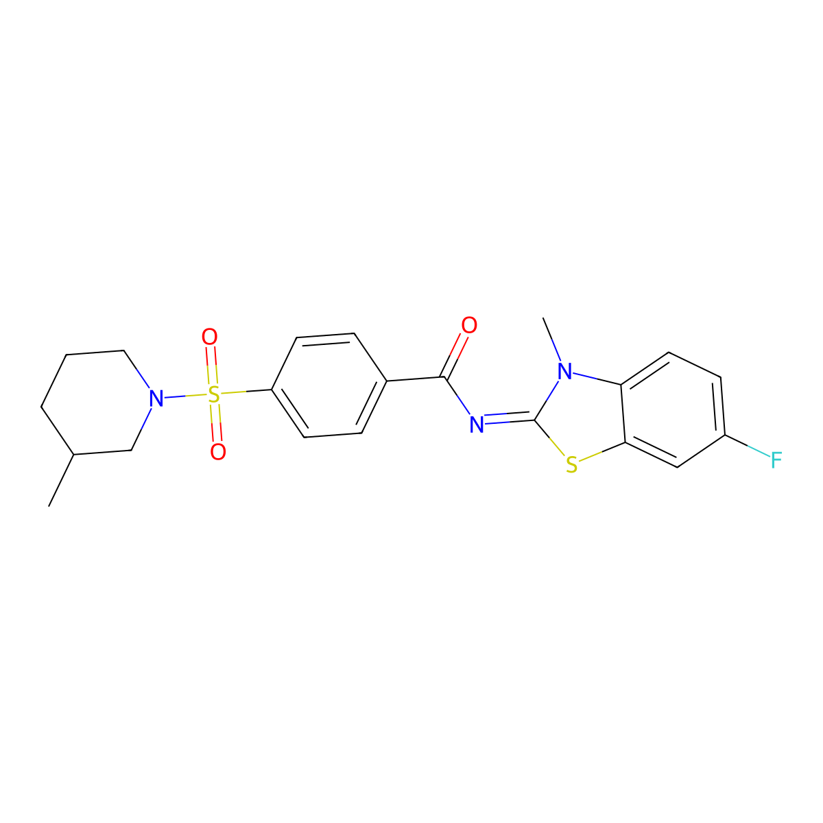 (E)-N-(6-fluoro-3-methylbenzo[d]thiazol-2(3H)-ylidene)-4-((3-methylpiperidin-1-yl)sulfonyl)benzamide molecular structure, CAS 683770-35-6