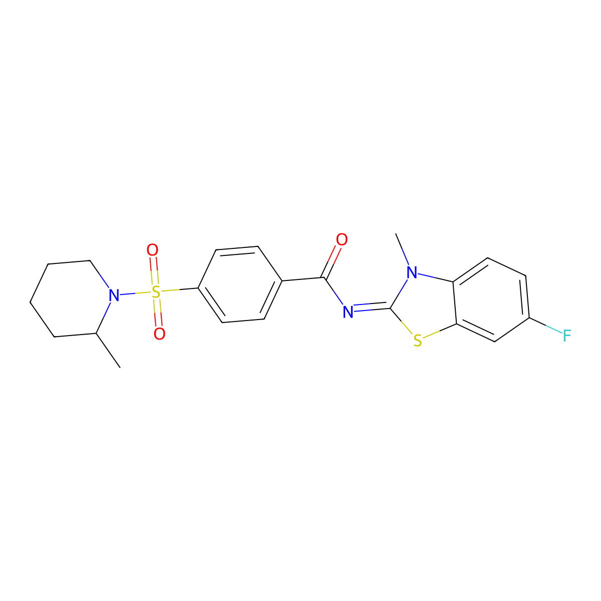 (E)-N-(6-fluoro-3-methylbenzo[d]thiazol-2(3H)-ylidene)-4-((2-methylpiperidin-1-yl)sulfonyl)benzamide molecular structure, CAS 683770-36-7