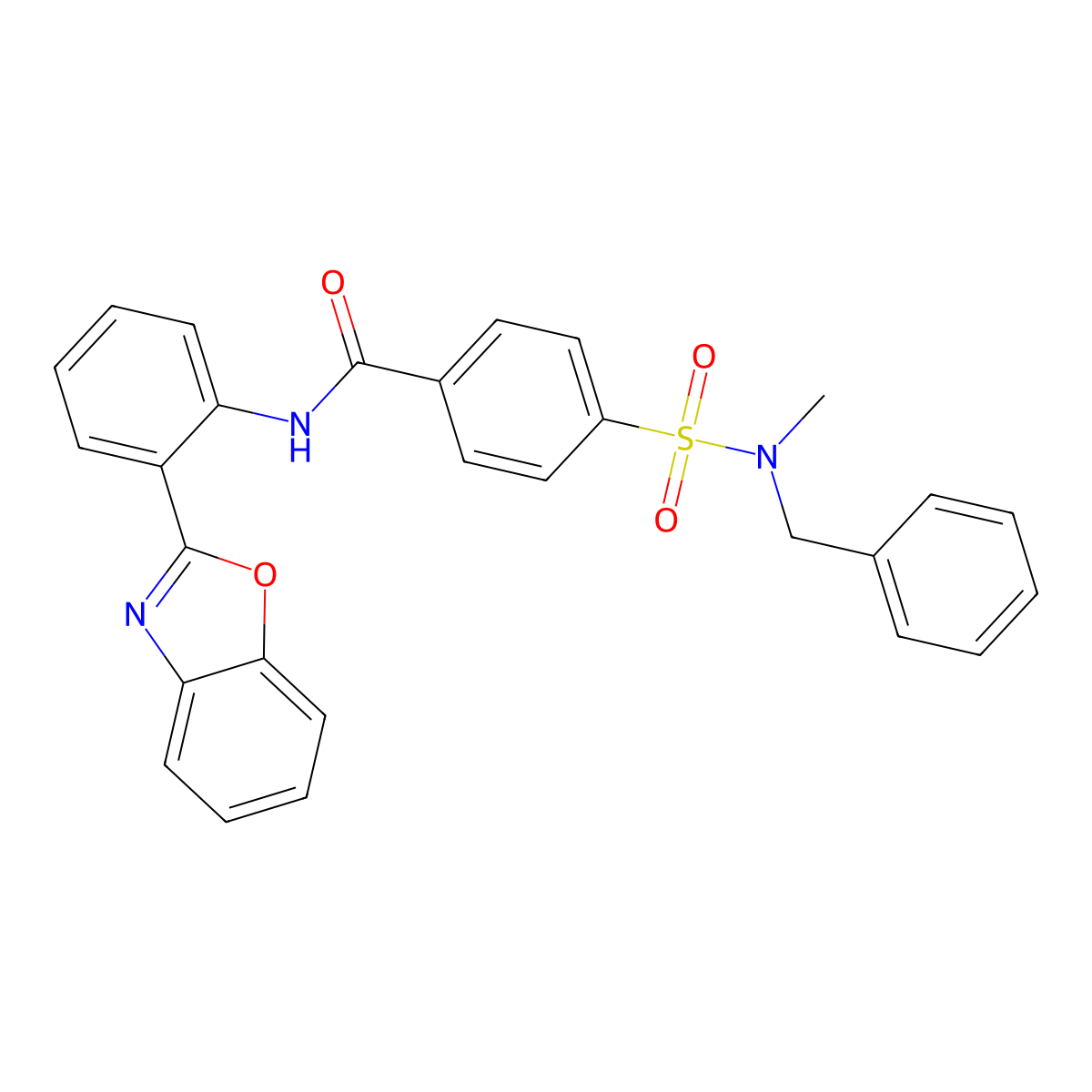 N-[2-(1,3-benzoxazol-2-yl)phenyl]-4-[benzyl(methyl)sulfamoyl]benzamide molecular structure, CAS 683770-46-9