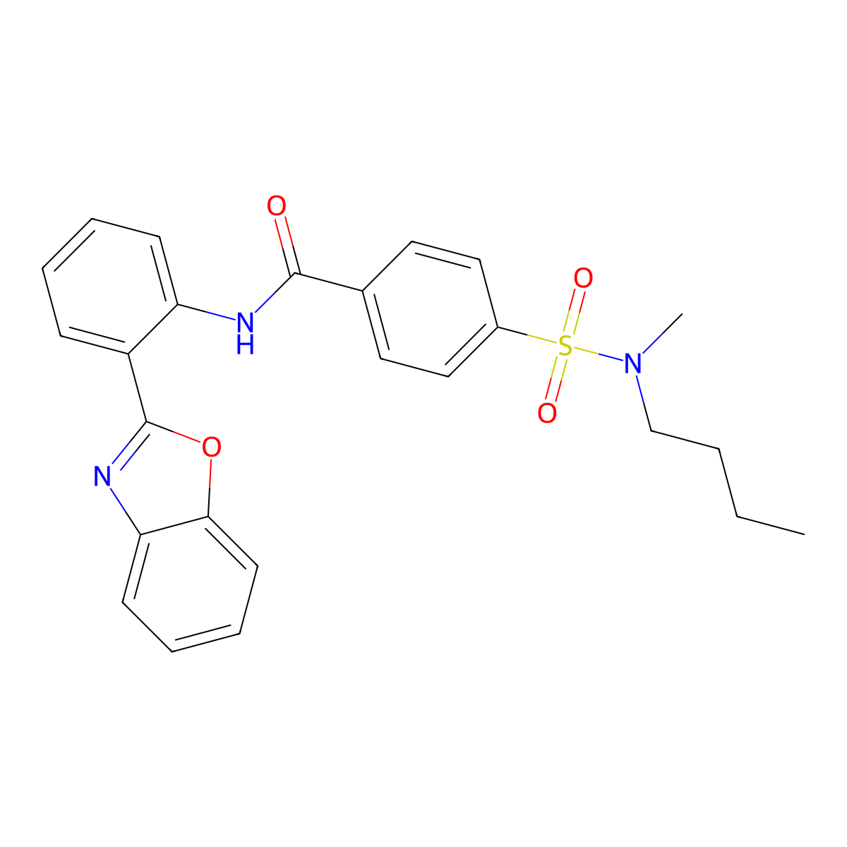 N-[2-(1,3-benzoxazol-2-yl)phenyl]-4-[butyl(methyl)sulfamoyl]benzamide molecular structure, CAS 683770-48-1