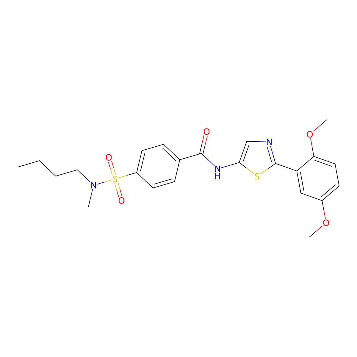 4-(N-butyl-N-methylsulfamoyl)-N-(2-(2,5-dimethoxyphenyl)thiazol-5-yl)benzamide molecular structure, CAS 683770-96-9