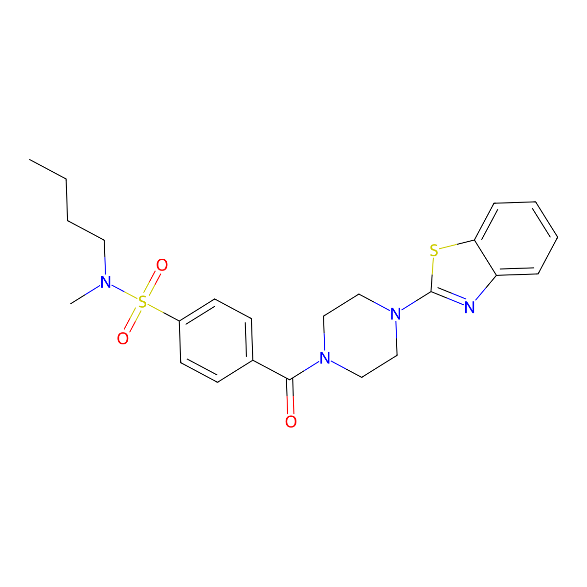 4-(4-(benzo[d]thiazol-2-yl)piperazine-1-carbonyl)-N-butyl-N-methylbenzenesulfonamide molecular structure, CAS 683771-08-6