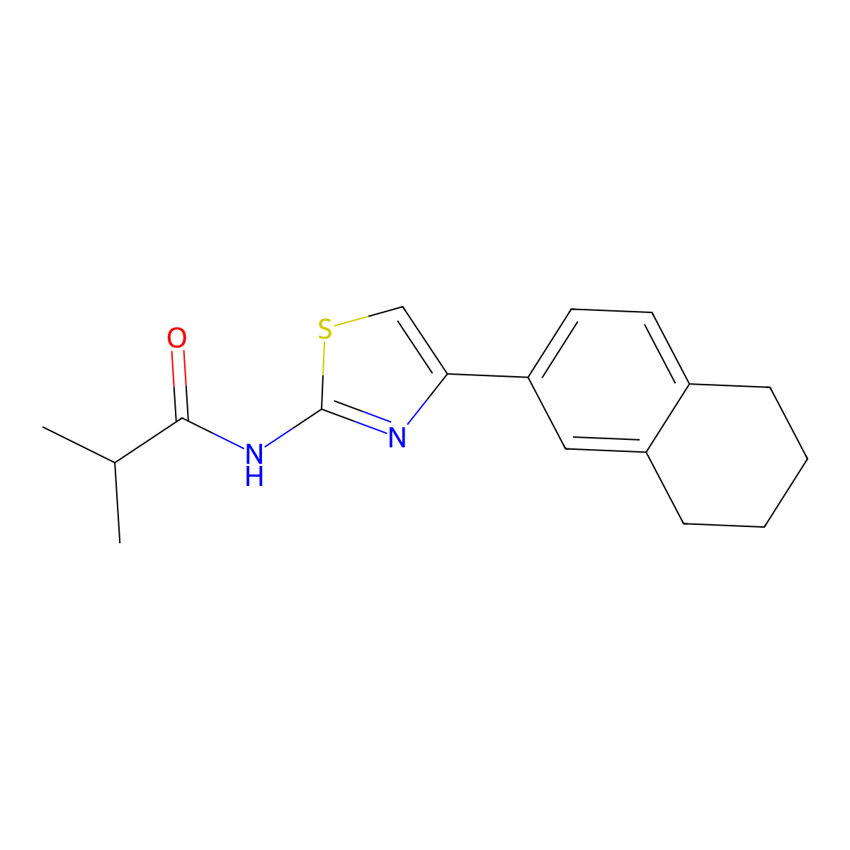 2-methyl-N-[4-(5,6,7,8-tetrahydronaphthalen-2-yl)-1,3-thiazol-2-yl]propanamide molecular structure, CAS 683777-49-3
