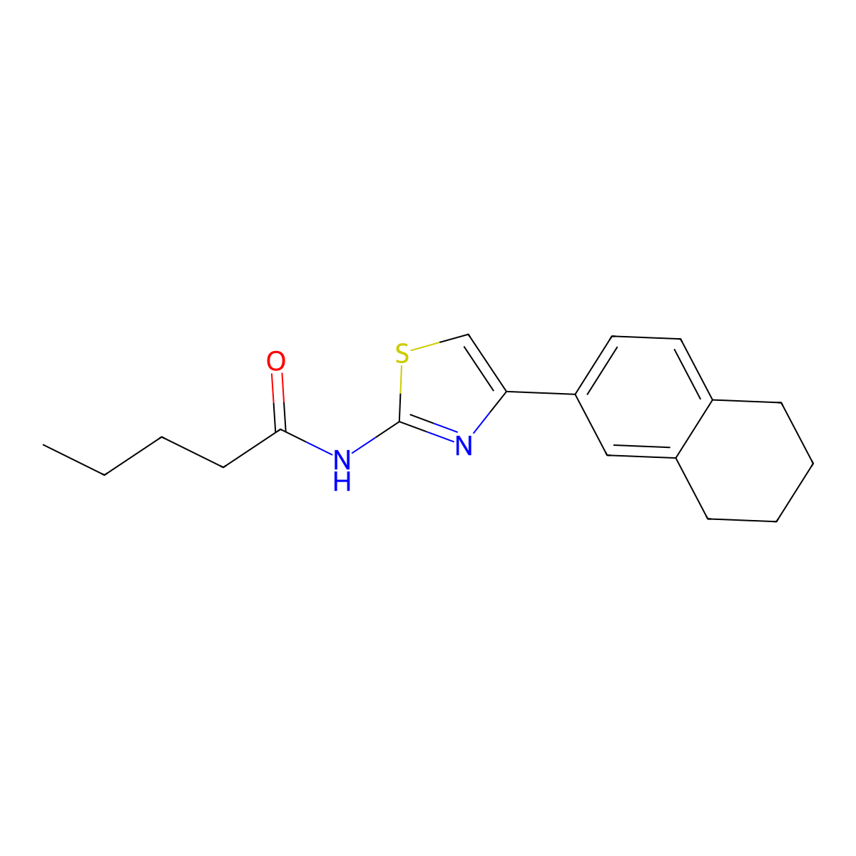 N-[4-(5,6,7,8-tetrahydronaphthalen-2-yl)-1,3-thiazol-2-yl]pentanamide molecular structure, CAS 683777-50-6