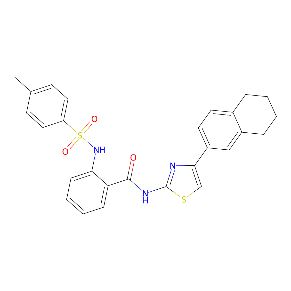 2-[(4-methylphenyl)sulfonylamino]-N-[4-(5,6,7,8-tetrahydronaphthalen-2-yl)-1,3-thiazol-2-yl]benzamide molecular structure, CAS 683777-56-2