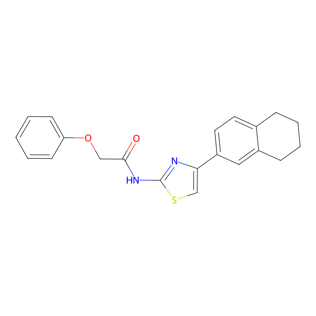 2-phenoxy-N-[4-(5,6,7,8-tetrahydronaphthalen-2-yl)-1,3-thiazol-2-yl]acetamide molecular structure, CAS 683777-66-4