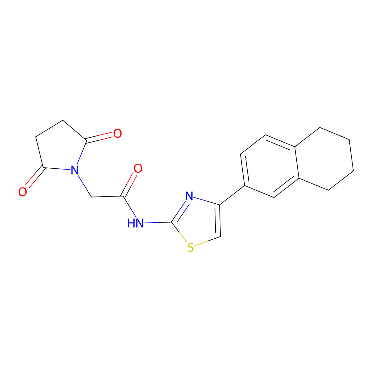 2-(2,5-dioxopyrrolidin-1-yl)-N-[4-(5,6,7,8-tetrahydronaphthalen-2-yl)-1,3-thiazol-2-yl]acetamide molecular structure, CAS 683777-71-1