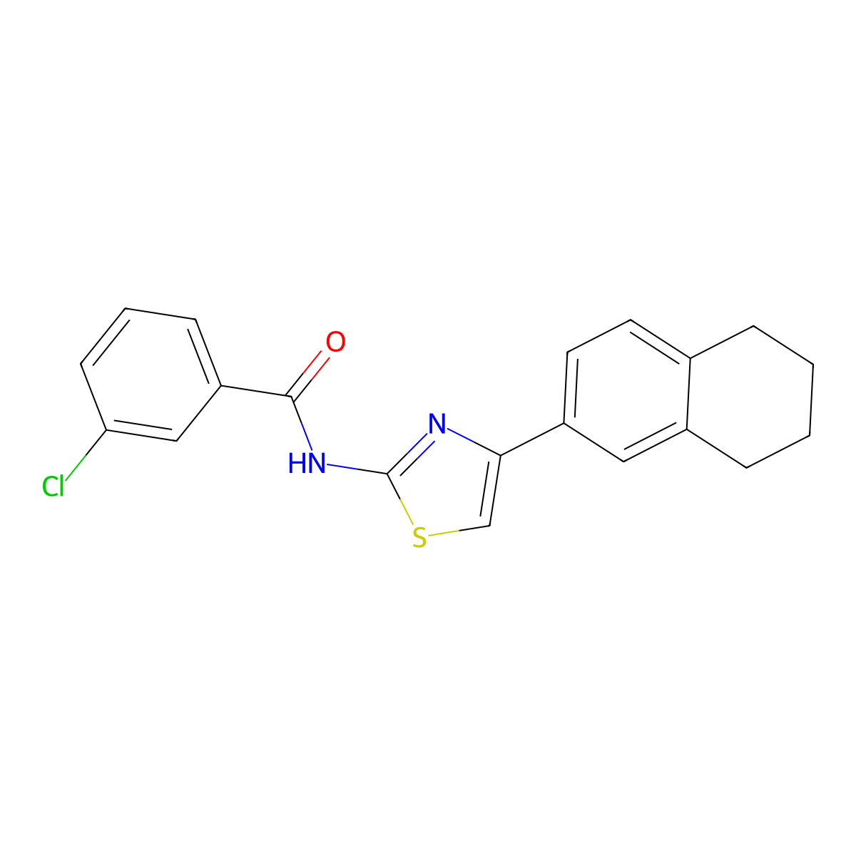 3-chloro-N-[4-(5,6,7,8-tetrahydronaphthalen-2-yl)-1,3-thiazol-2-yl]benzamide molecular structure, CAS 683777-88-0