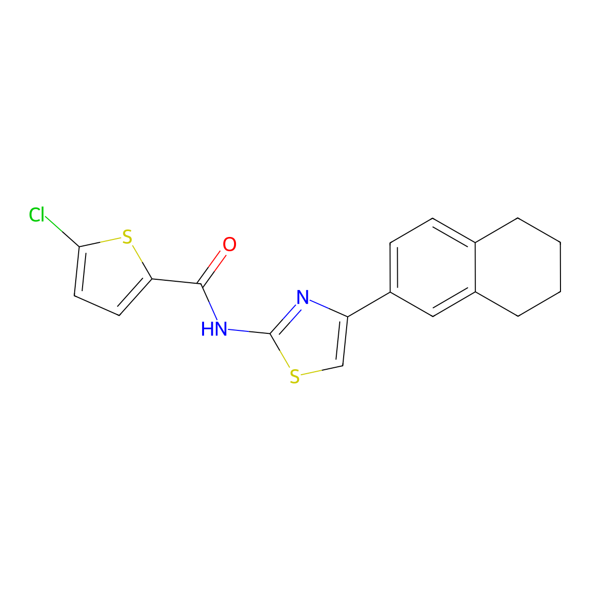 5-chloro-N-[4-(5,6,7,8-tetrahydronaphthalen-2-yl)-1,3-thiazol-2-yl]thiophene-2-carboxamide molecular structure, CAS 683777-94-8