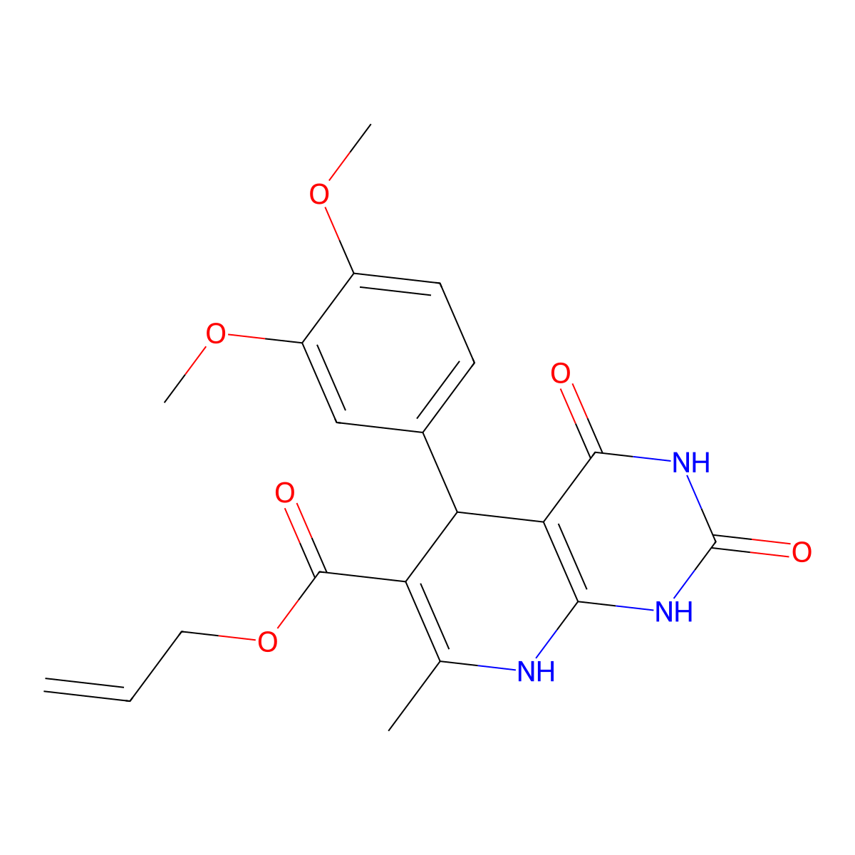 prop-2-enyl 5-(3,4-dimethoxyphenyl)-7-methyl-2,4-dioxo-5,8-dihydro-1H-pyrido[2,3-d]pyrimidine-6-carboxylate molecular structure, CAS 683778-77-0