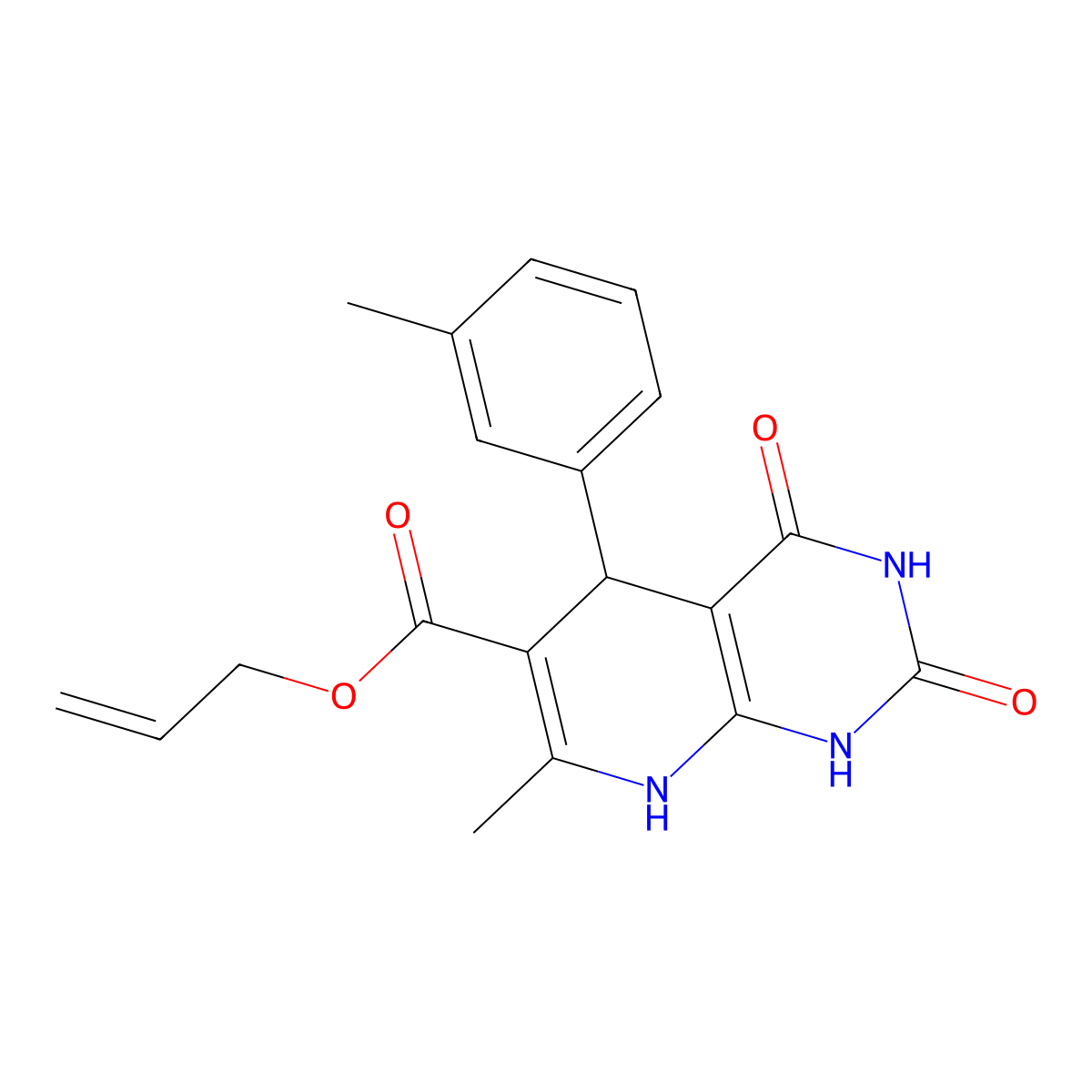 Allyl 7-methyl-2,4-dioxo-5-(m-tolyl)-1,2,3,4,5,8-hexahydropyrido[2,3-d]pyrimidine-6-carboxylate molecular structure, CAS 683778-86-1