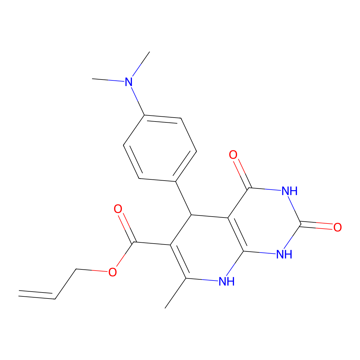 Prop-2-en-1-yl 5-[4-(dimethylamino)phenyl]-7-methyl-2,4-dioxo-1,2,3,4,5,8-hexahydropyrido[2,3-d]pyrimidine-6-carboxylate molecular structure, CAS 683778-91-8