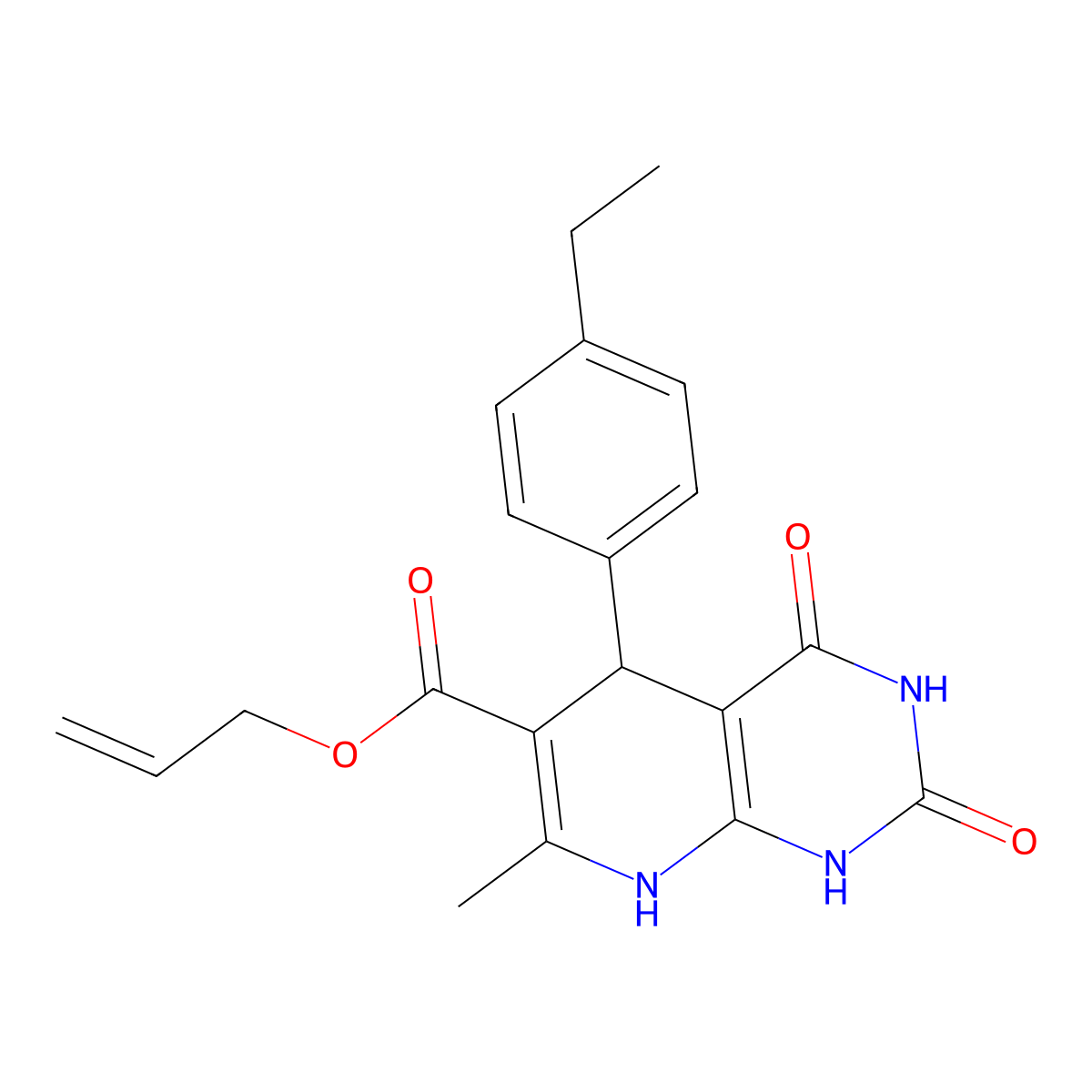 prop-2-enyl 5-(4-ethylphenyl)-7-methyl-2,4-dioxo-5,8-dihydro-1H-pyrido[2,3-d]pyrimidine-6-carboxylate molecular structure, CAS 683778-94-1