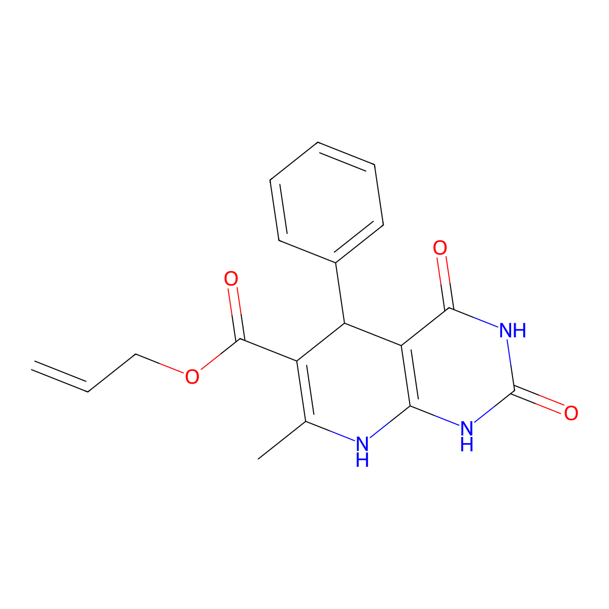 Allyl 7-methyl-2,4-dioxo-5-phenyl-1,2,3,4,5,8-hexahydropyrido[2,3-d]pyrimidine-6-carboxylate molecular structure, CAS 683778-97-4