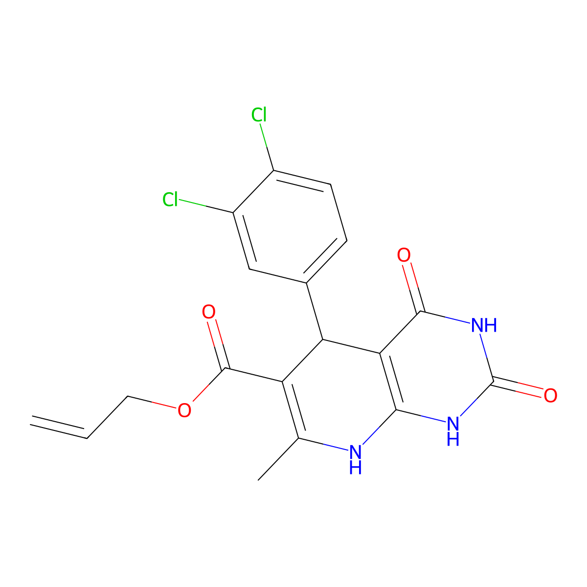 prop-2-enyl 5-(3,4-dichlorophenyl)-7-methyl-2,4-dioxo-5,8-dihydro-1H-pyrido[2,3-d]pyrimidine-6-carboxylate molecular structure, CAS 683779-04-6