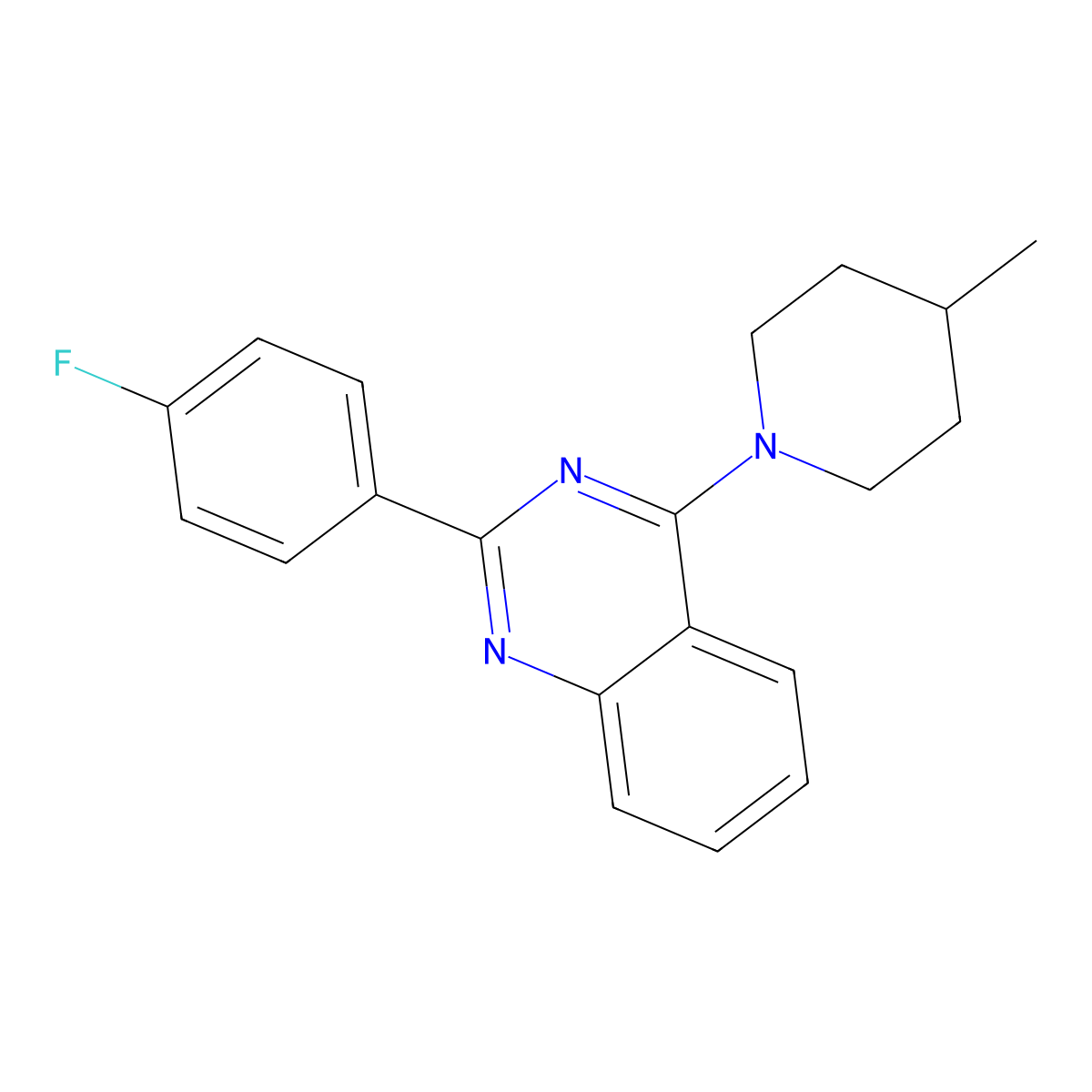 2-(4-Fluorophenyl)-4-(4-methylpiperidin-1-yl)quinazoline molecular structure, CAS 683779-97-7