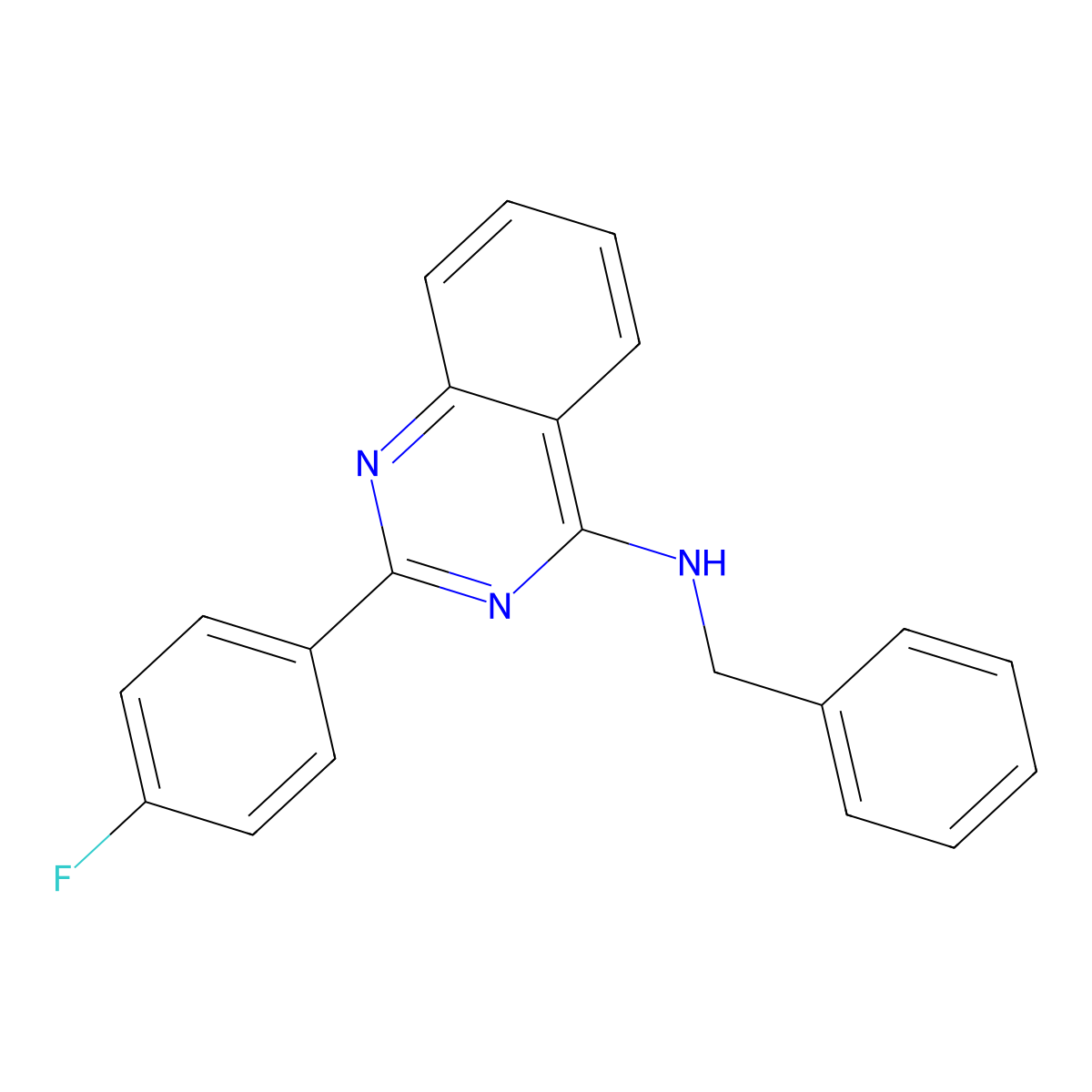 N-benzyl-2-(4-fluorophenyl)quinazolin-4-amine molecular structure, CAS 683779-99-9