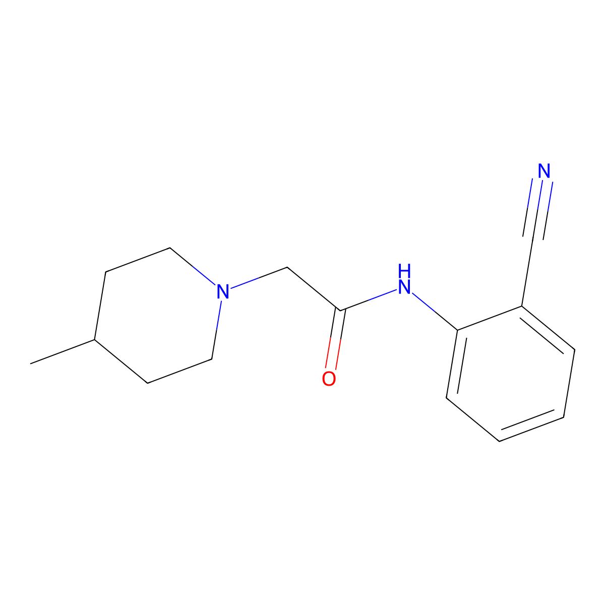N-(2-cyanophenyl)-2-(4-methylpiperidin-1-yl)acetamide molecular structure, CAS 683780-05-4
