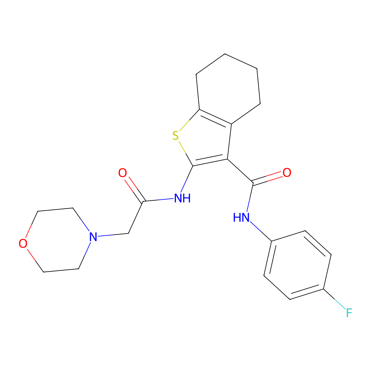 N-(4-fluorophenyl)-2-(2-morpholinoacetamido)-4,5,6,7-tetrahydrobenzo[b]thiophene-3-carboxamide molecular structure, CAS 683780-06-5